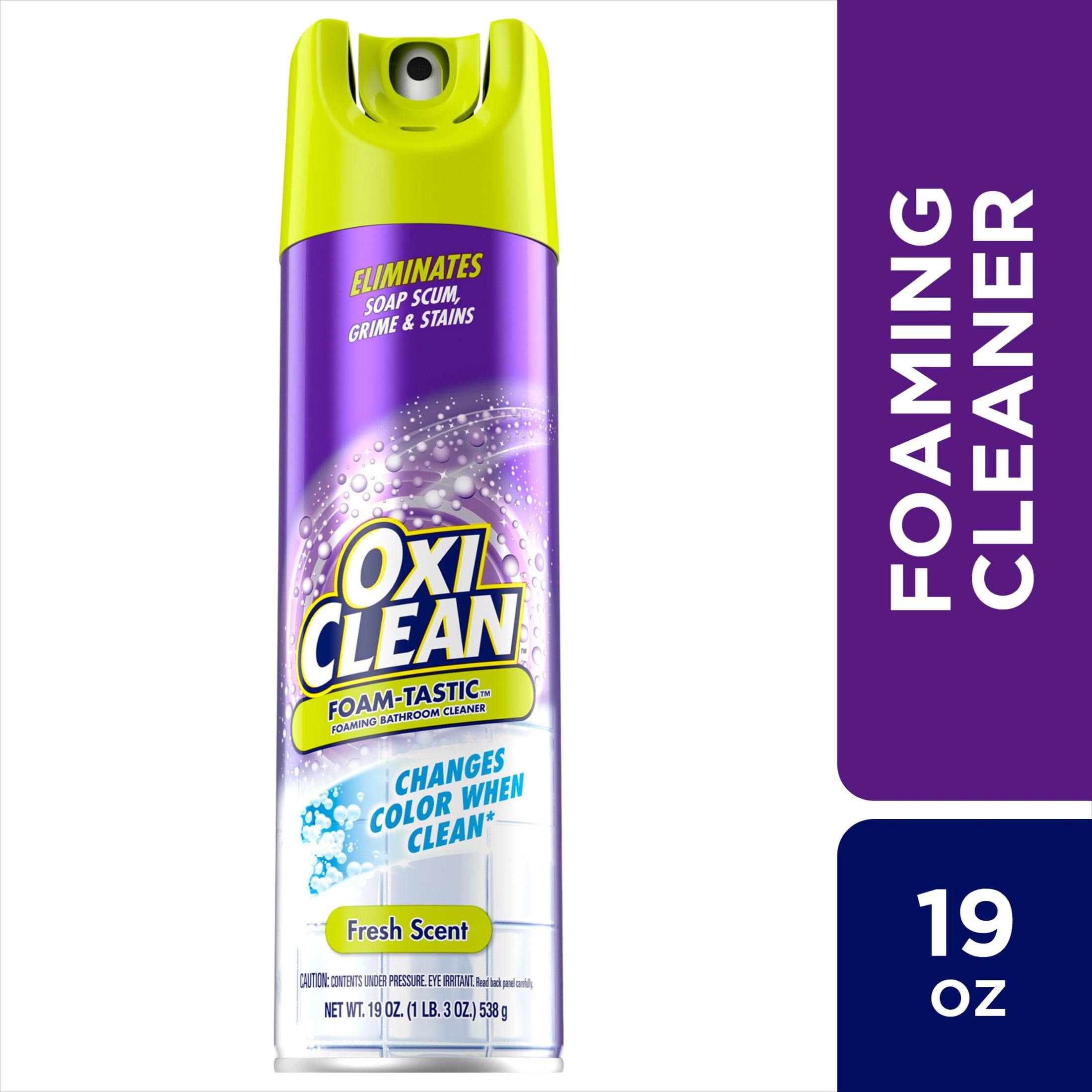 OxiClean Foam-Tastic Bathroom Cleaner, Color-Changing Foaming Action for Soap Scum and Grime (Fresh Scent, 19 oz) vab5l