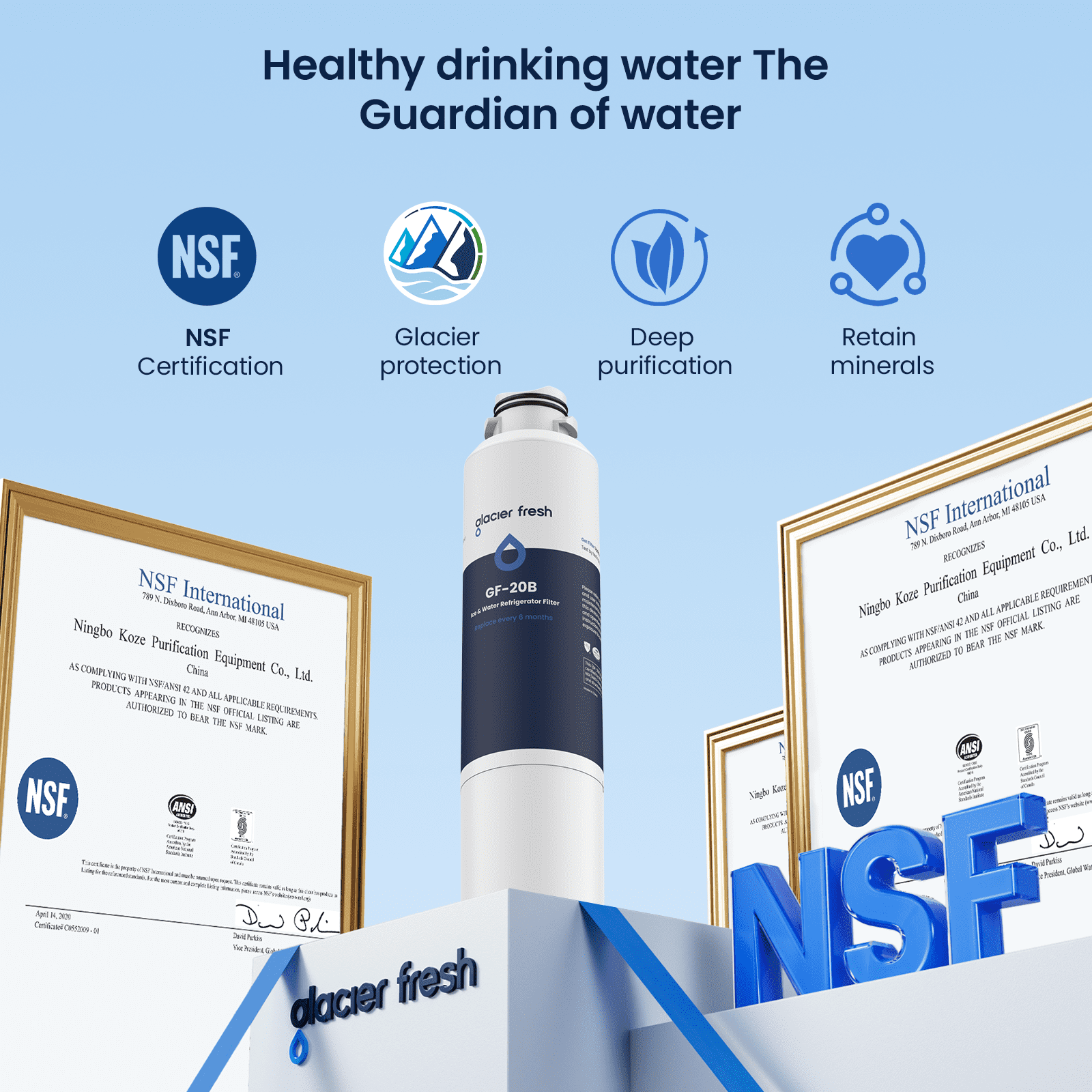 Glacier Fresh Refrigerator Water Filter Replacement for Samsung DA29-00020B (3 Pack) 2bnr8