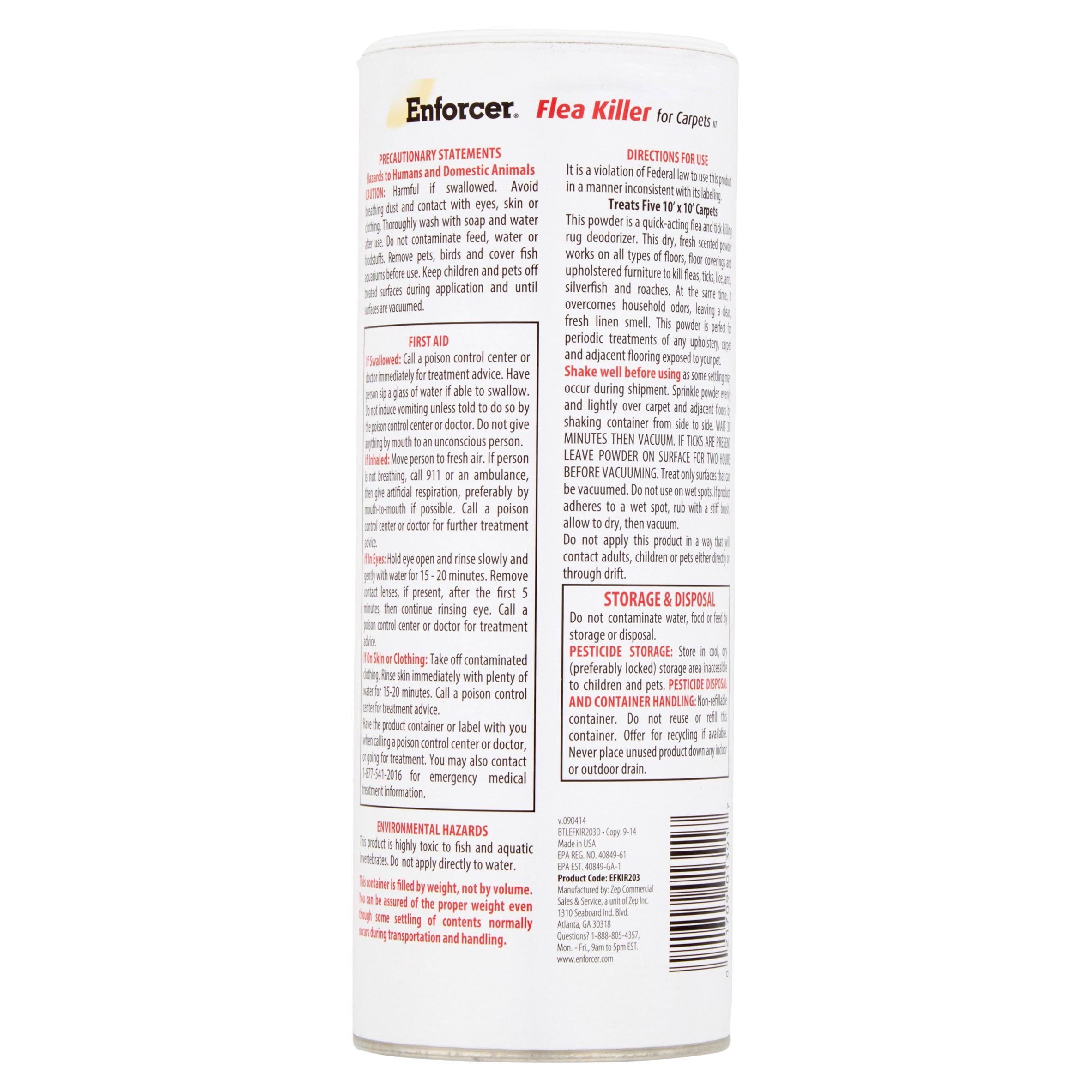 Enforcer Flea Killer for Carpets Powder, Indoor Pest Control Treatment (Clean Linen Scent, 20 oz) uba88