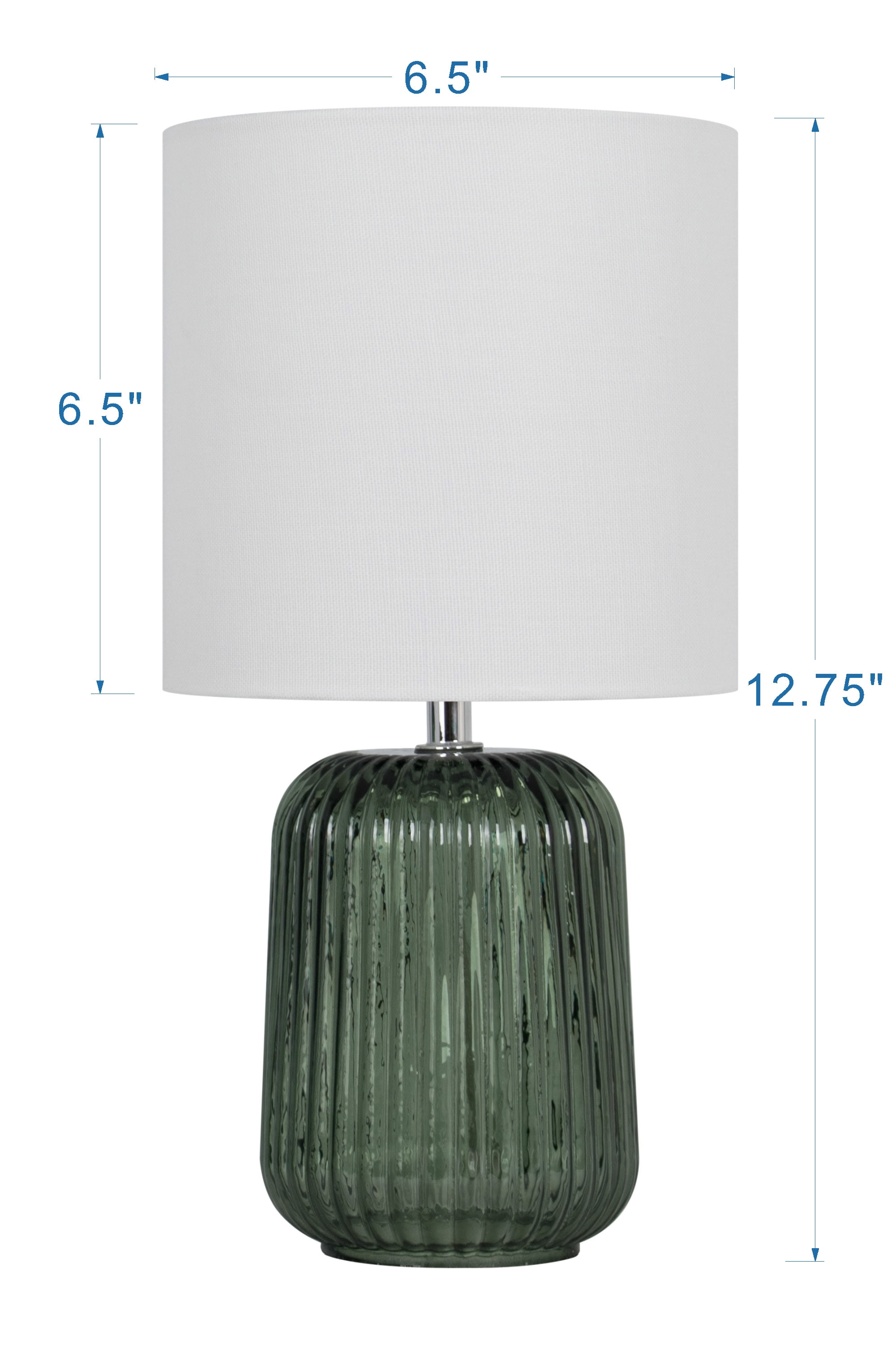 Mainstays Glass Table Lamp with Linen Shade, Modern Decorative Lighting (Green, 12.75 in) fstee
