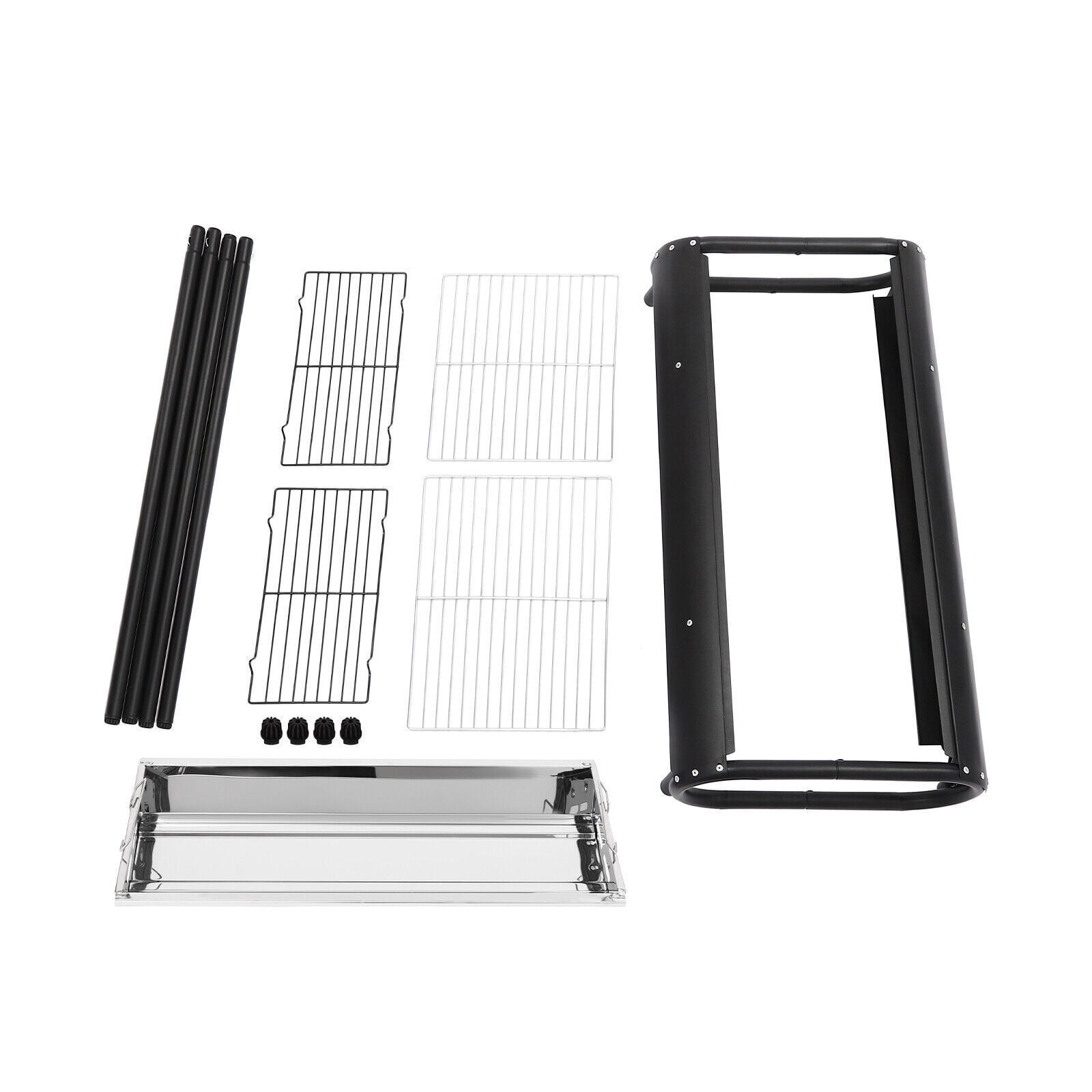 Generic Portable Charcoal Grill Outdoor BBQ Griddle with Detachable Design (Black, 28.74 x 14.57 x 32.28 in) r4s2v