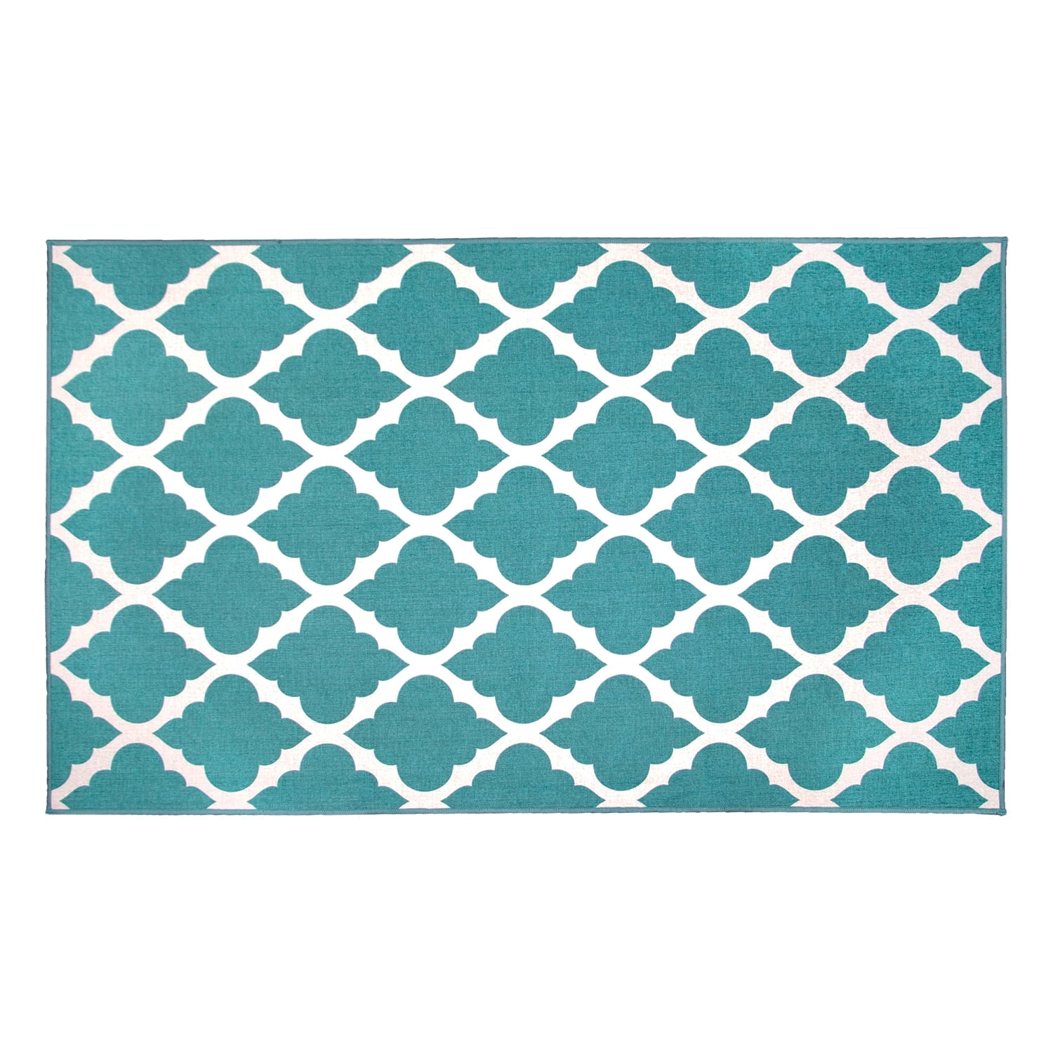 My Magic Carpet Moroccan Trellis Area Rug, Machine Washable Non-Slip Kitchen Entryway Mat (Teal, 3 ft x 5 ft) uqa3d