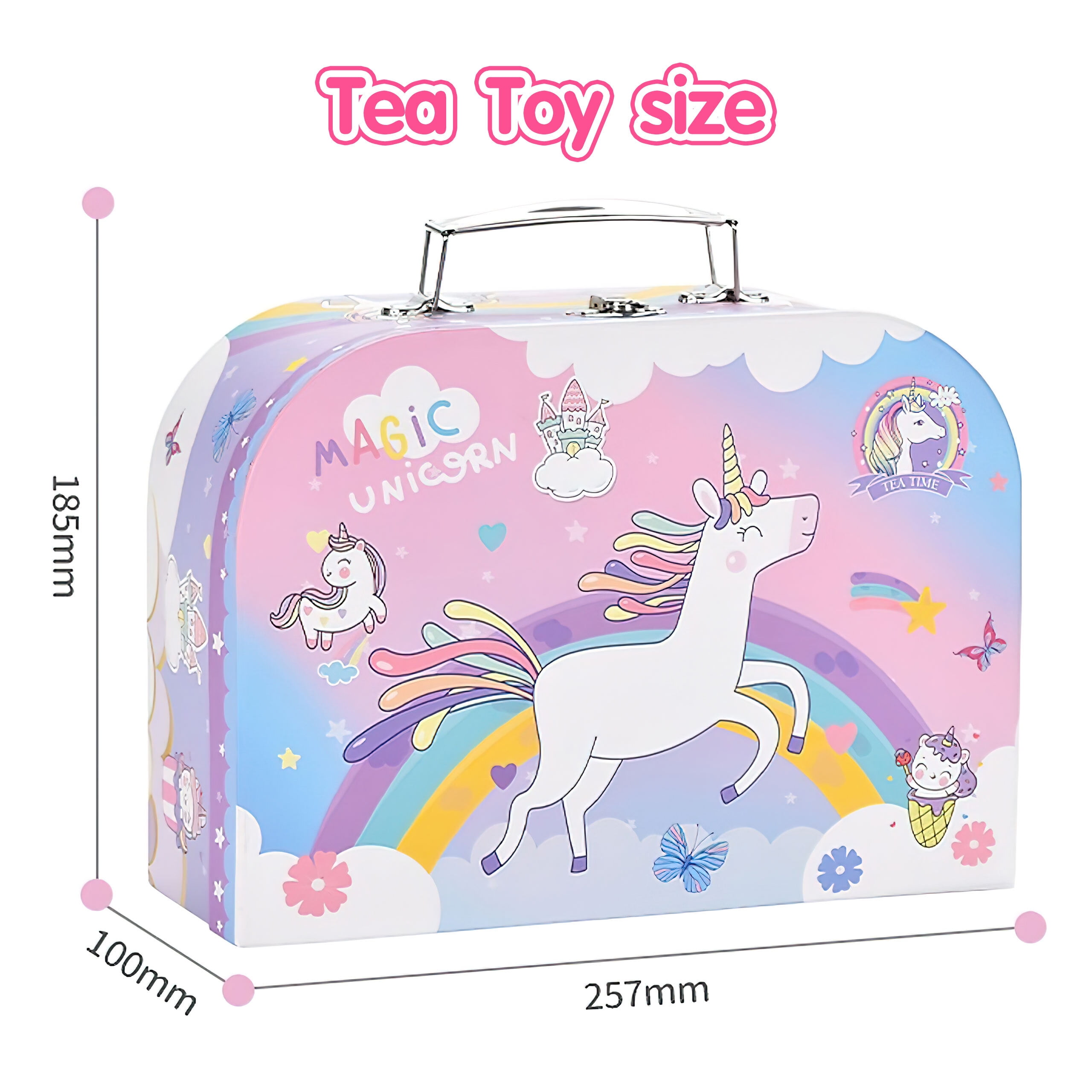 Freecat Unicorn Tea Party Set, Pretend Play Kitchen Activity Toy for Kids (Yellow, 48-Piece Set) mwhwh