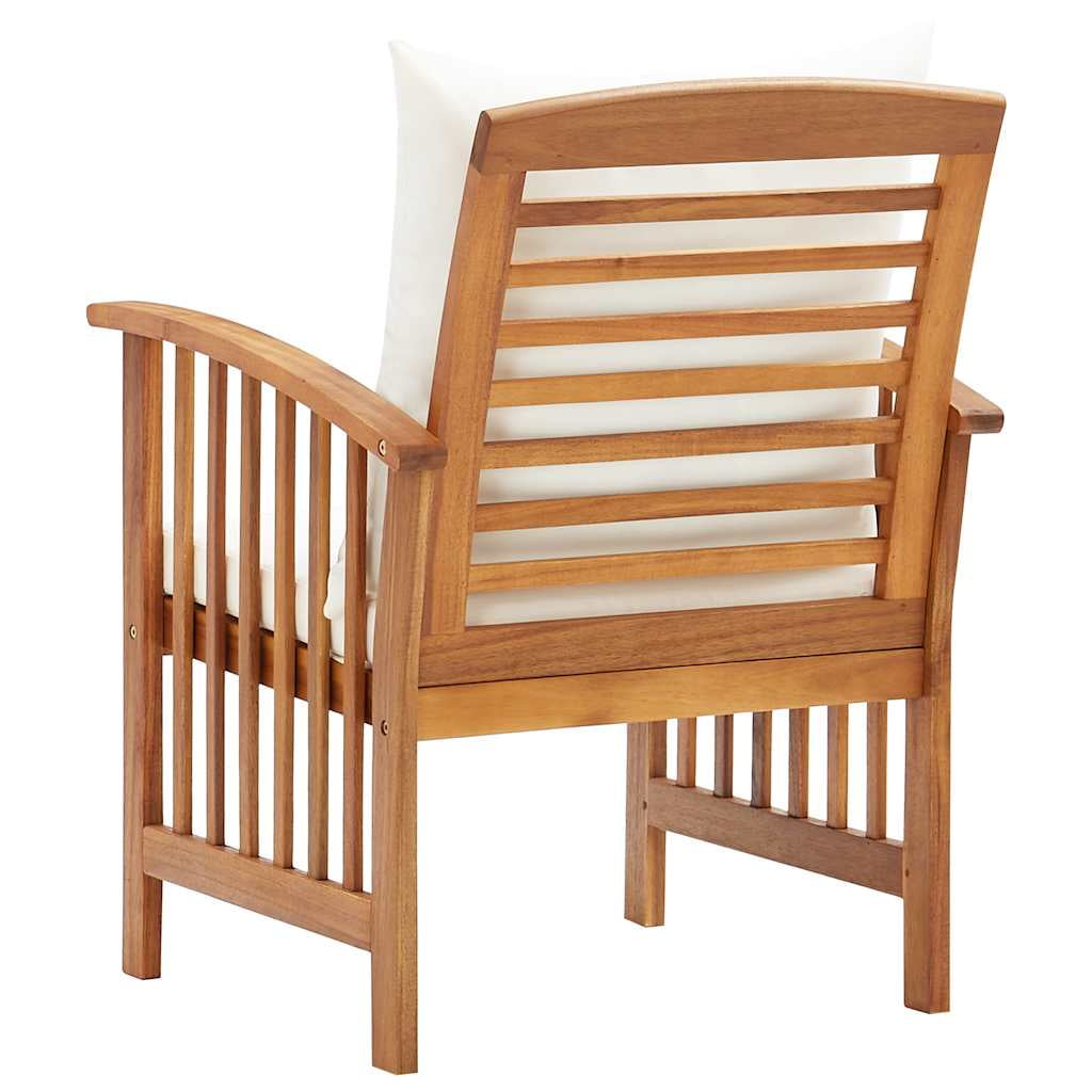 vidaXL Patio Chairs with Cushions (Solid Acacia Wood, Cream White, 2-Piece Set) xhhbb