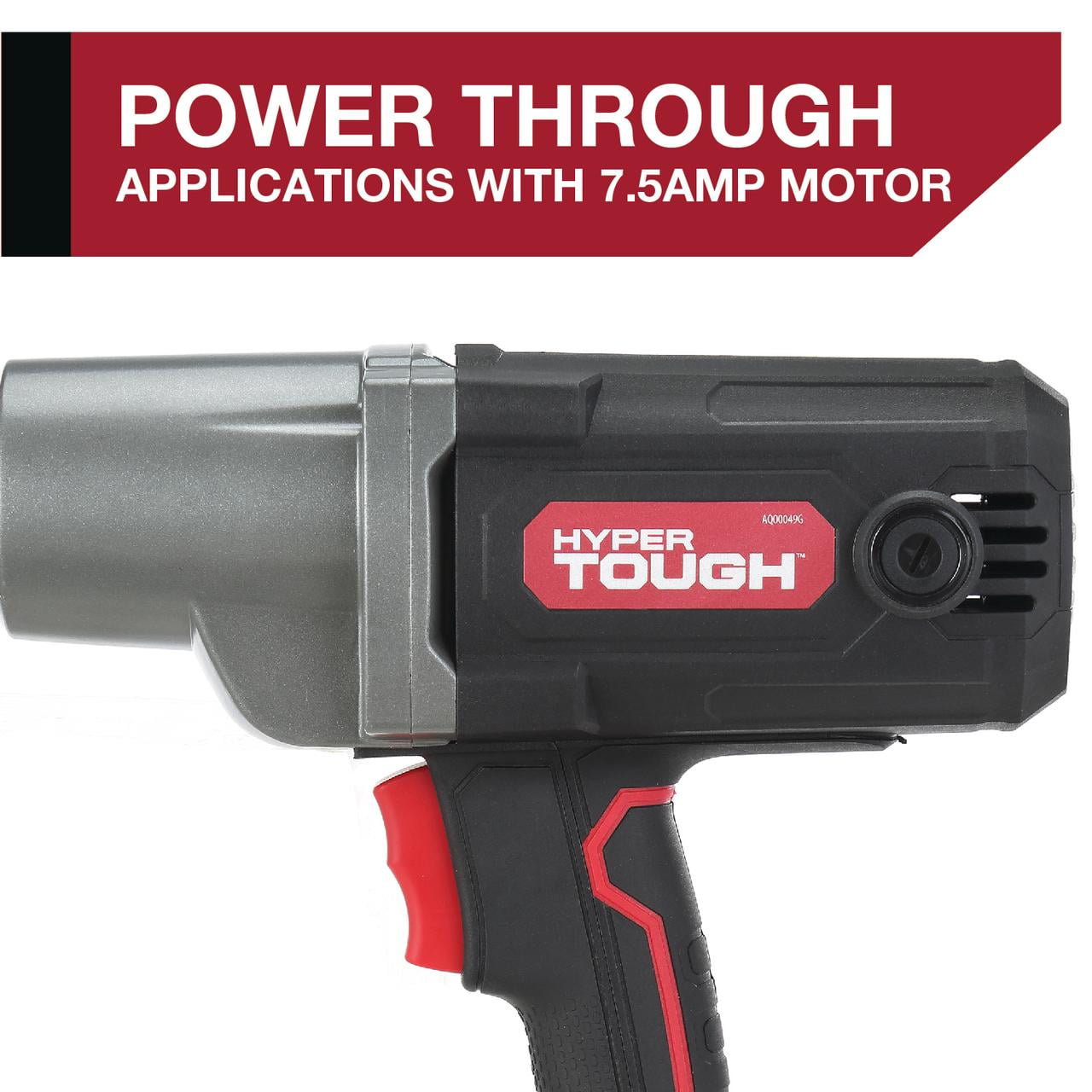 Hyper Tough 7.5A Electric Impact Wrench, Heavy-Duty Power Tool (Black, 0.5 in) iqeau