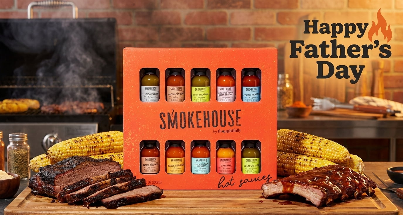 Thoughtfully Smokehouse Hot Sauce Variety Pack, Gourmet Spicy Condiment Gift Set (Assorted Flavors, 10 Count, 0.84 fl oz) oc65r