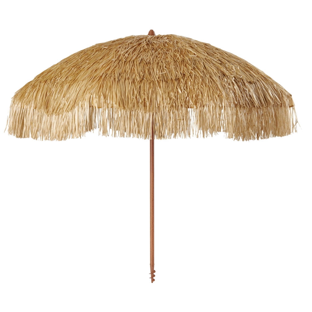 Mainstays Thatched Tiki Beach Umbrella with Sand Anchor (Brown, 6 ft, 2 Pack) zhxfh