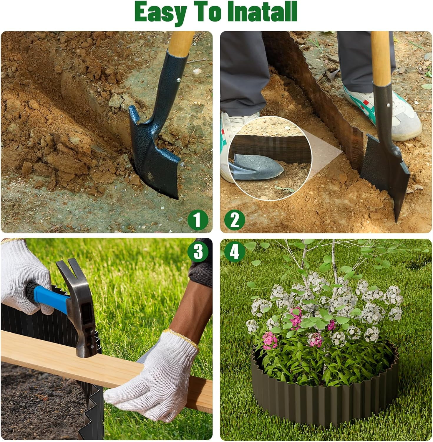 Tufmunb Corrugated Metal Garden Edging, Heavy-Duty Landscape Border for Lawn and Flower Bed (Black, 6 in x 40 ft) o9eyl