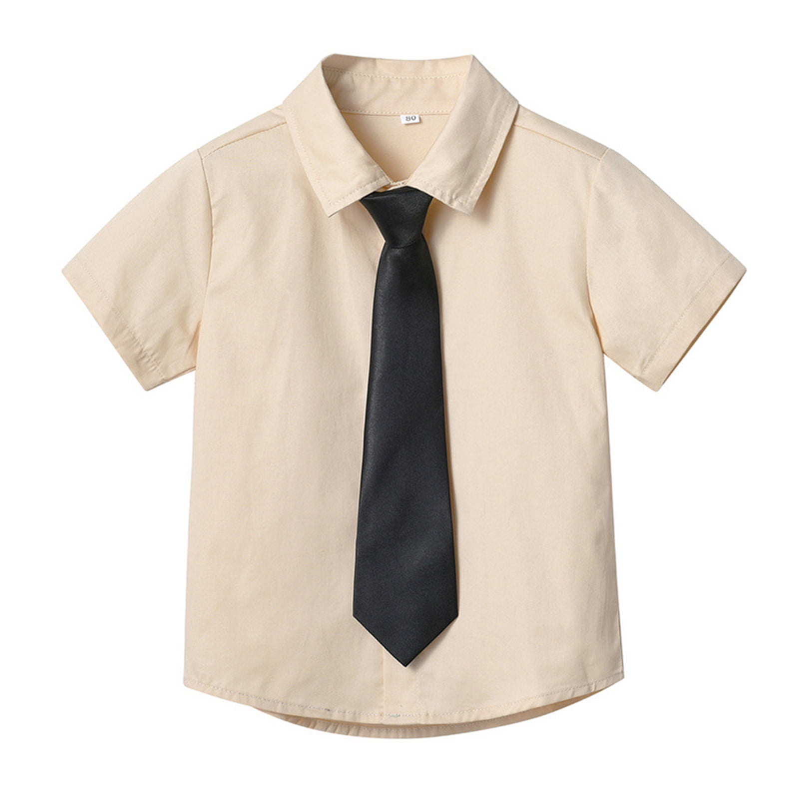 Akiihool Boys School Uniform Polo Shirt Soft Pique Short Sleeve Button Closure (Khaki, 4-5 Years) 9dtyw