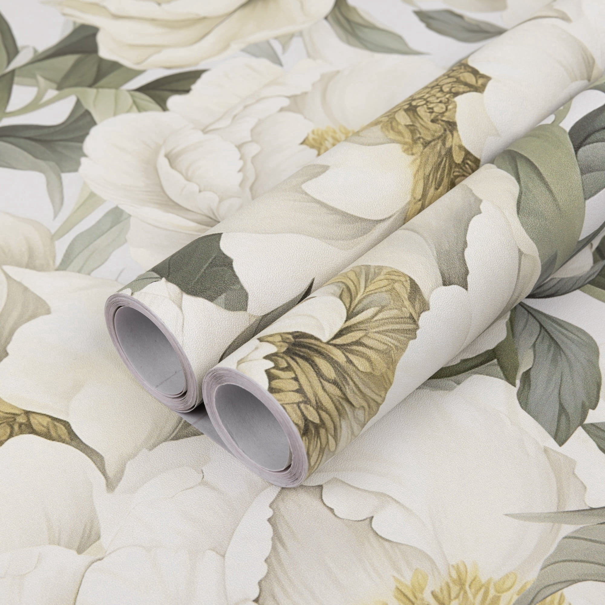 Abyssaly Floral Peel and Stick Wallpaper Removable Self-Adhesive Vinyl Contact Paper for Home Decor (White, 17.7 in x 118 in) yc56w