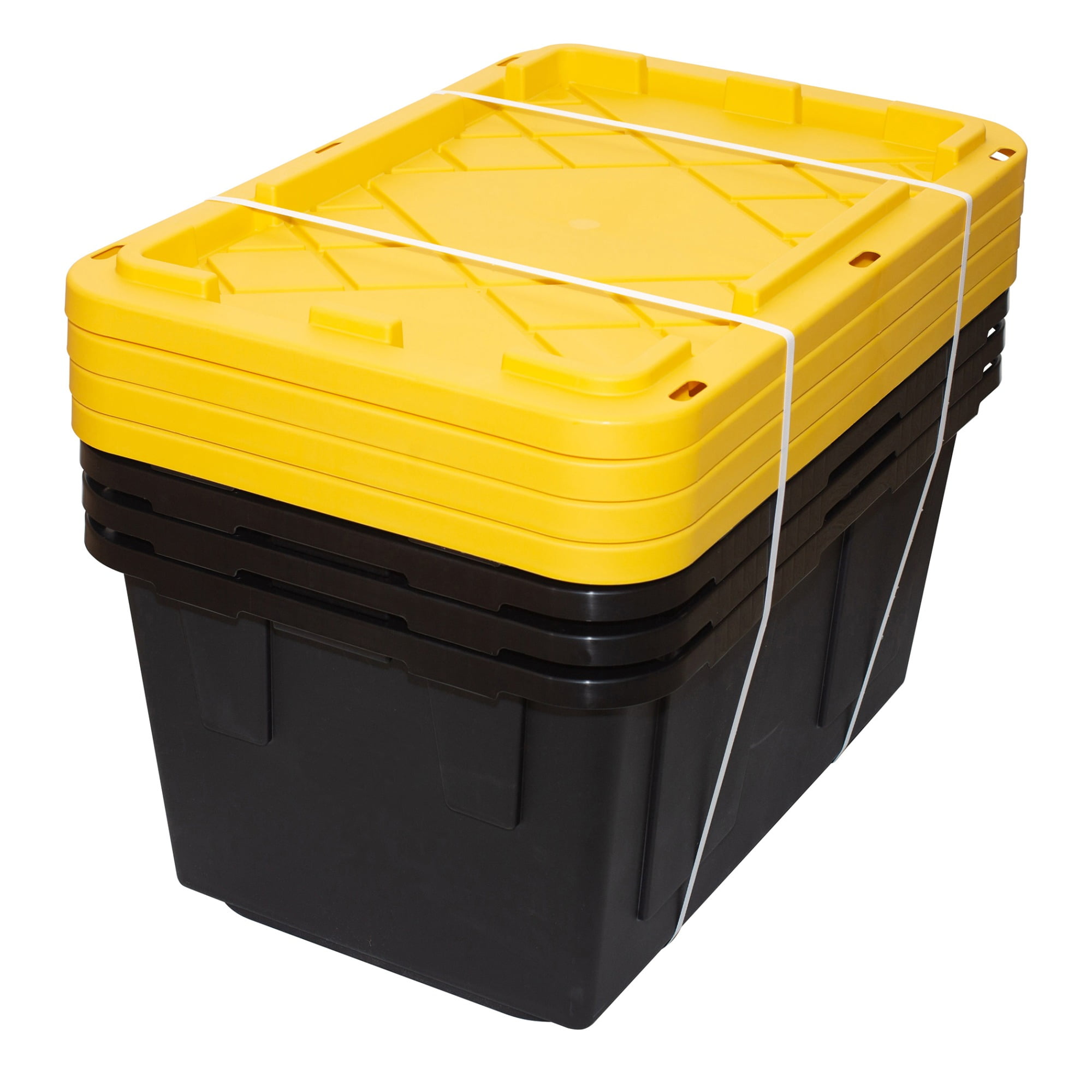Greenmade Heavy-Duty Plastic Storage Boxes with Lids (Black, 27 Gallon, 4 Pack) eznr2