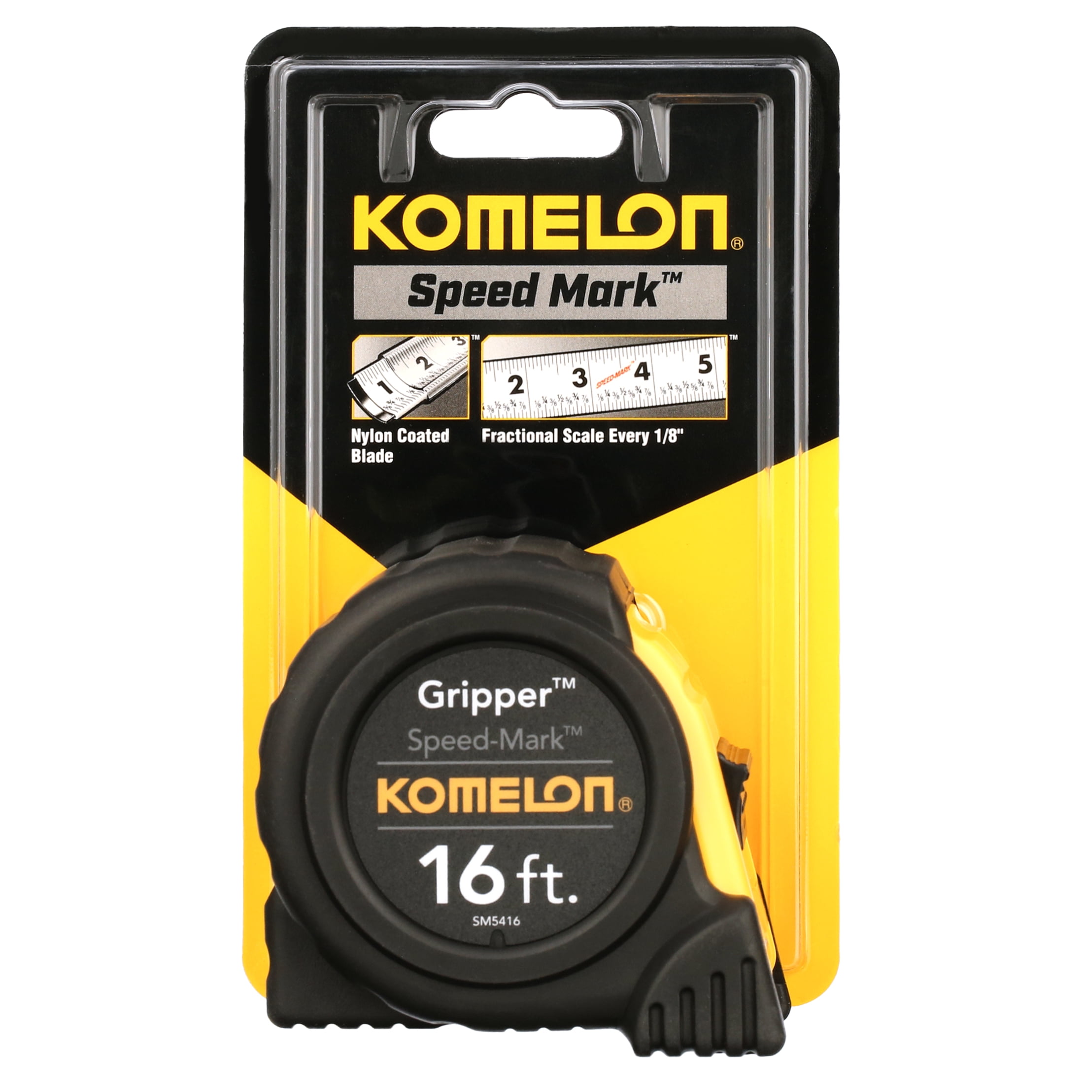 Komelon Speedmark Gripper Tape Measure with Glare-Resistant Blade (White, 16 ft) axihj