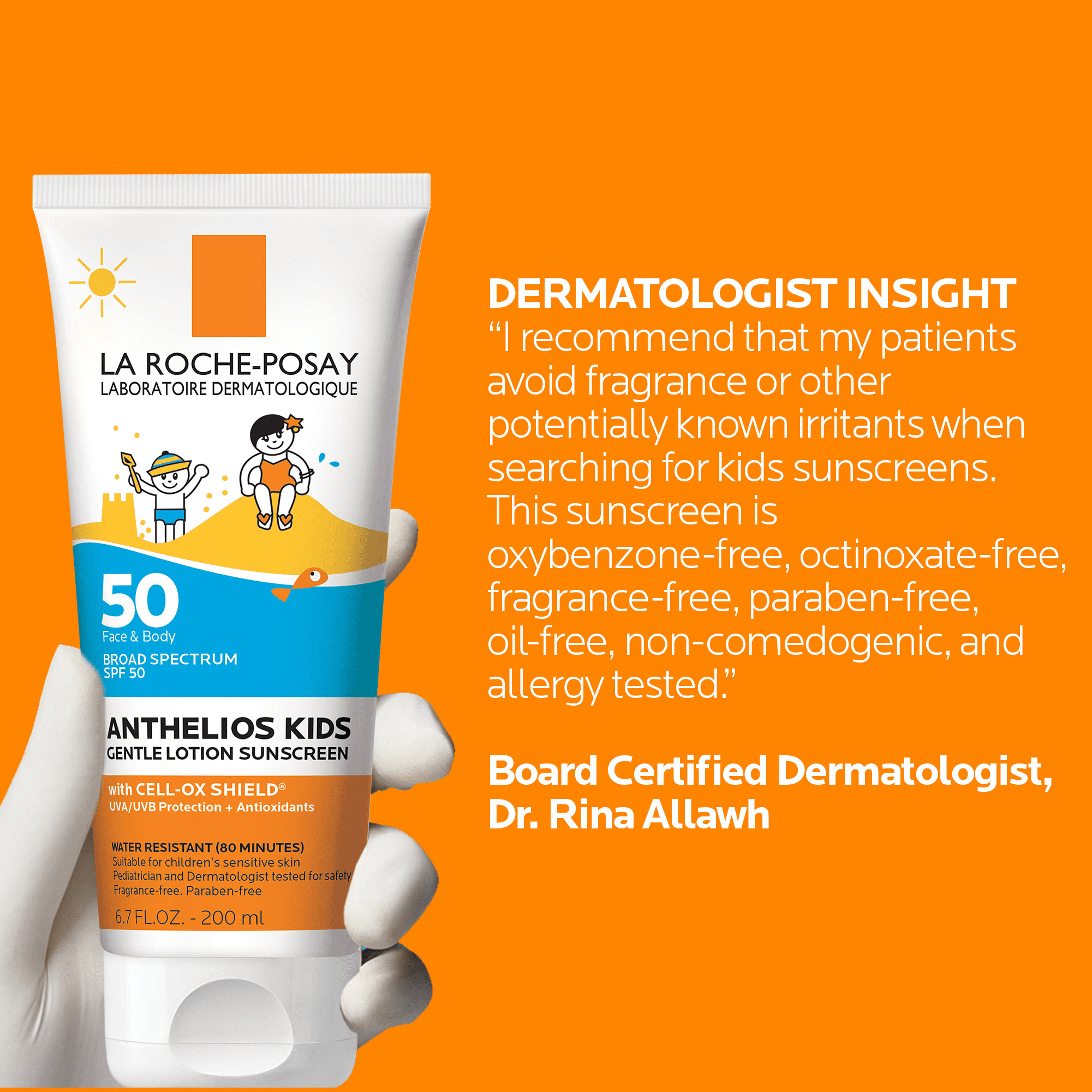 La Roche-Posay Anthelios Kids Gentle Lotion Sunscreen SPF 50 (White, 3.0 fl oz) b11au