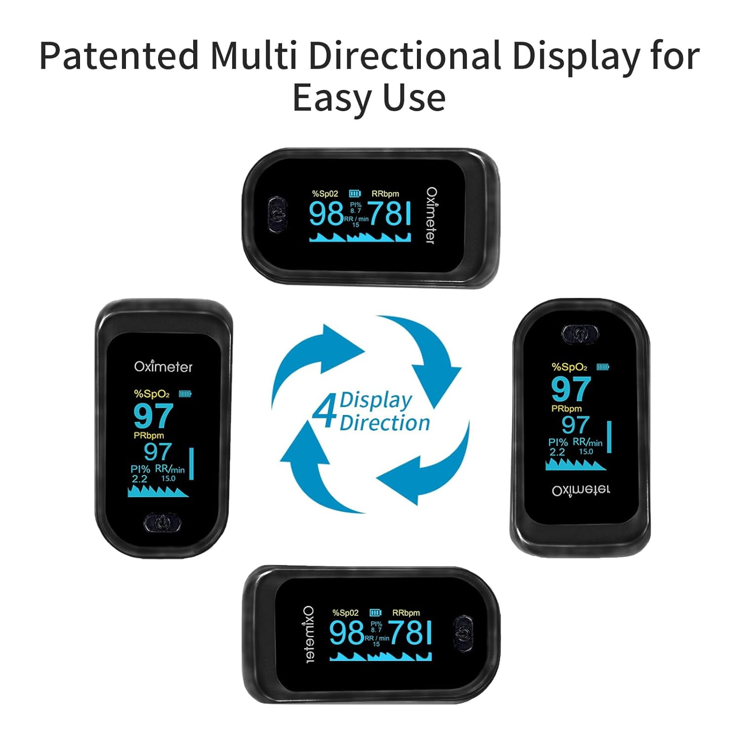 SUWU Pulse Oximeter Fingertip Oxygen Monitor for Sports and Fitness (Black, 1 Pack) y5tay