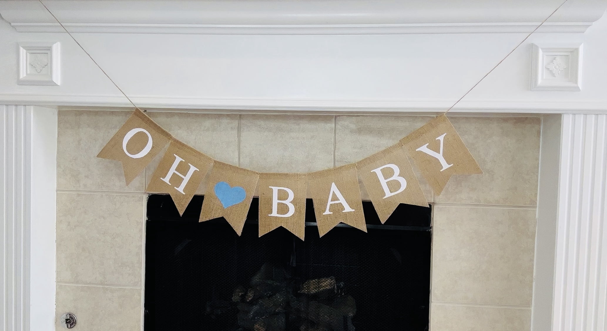 Shimmer Anna Shine Oh Baby Burlap Banner for Baby Shower and Gender Reveal Party (Blue, 8 ft) cqyk1