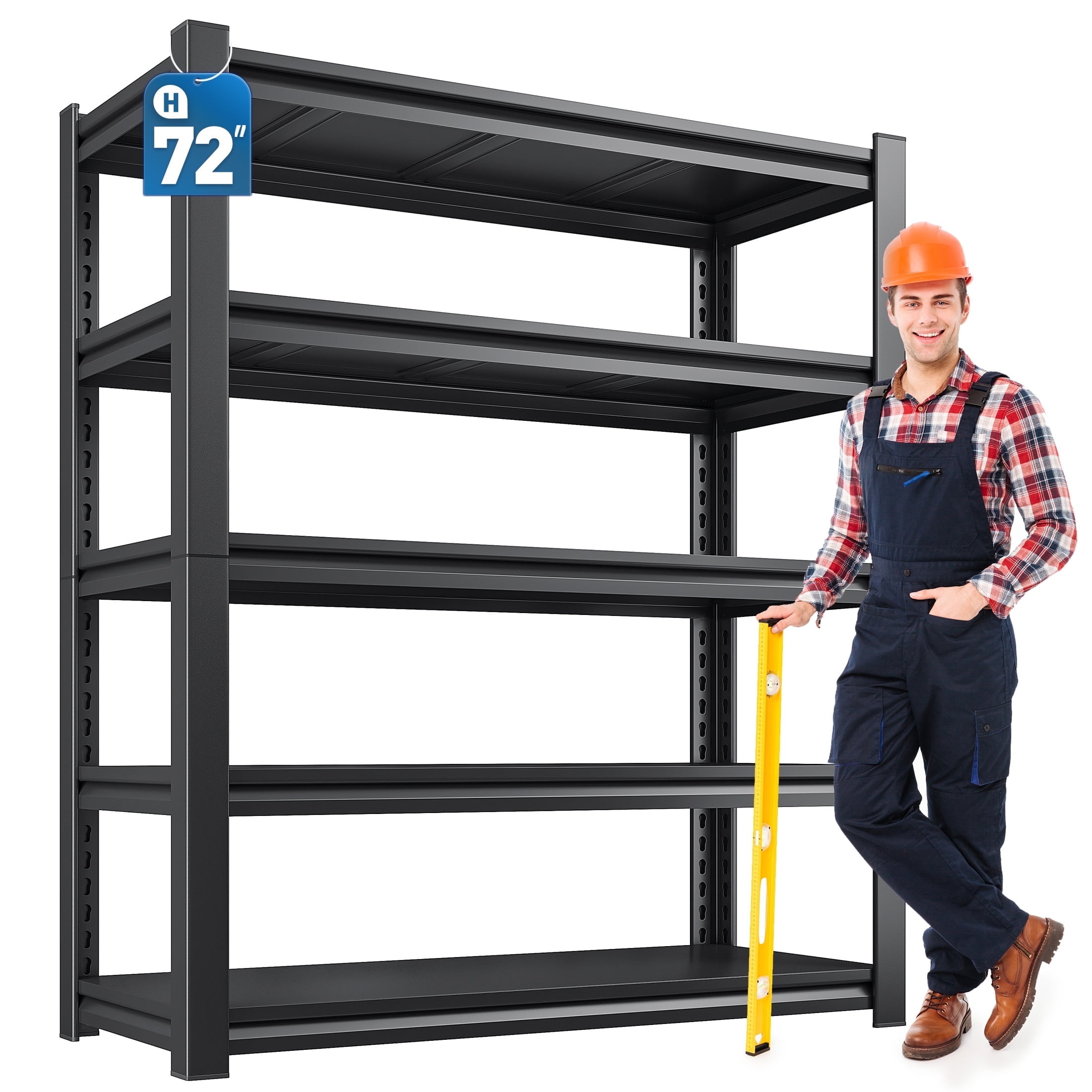REIBII Heavy Duty Garage Shelving Unit, 5-Tier Adjustable Metal Storage Rack (Black, 36 in W x 16 in D x 72 in H) im5un
