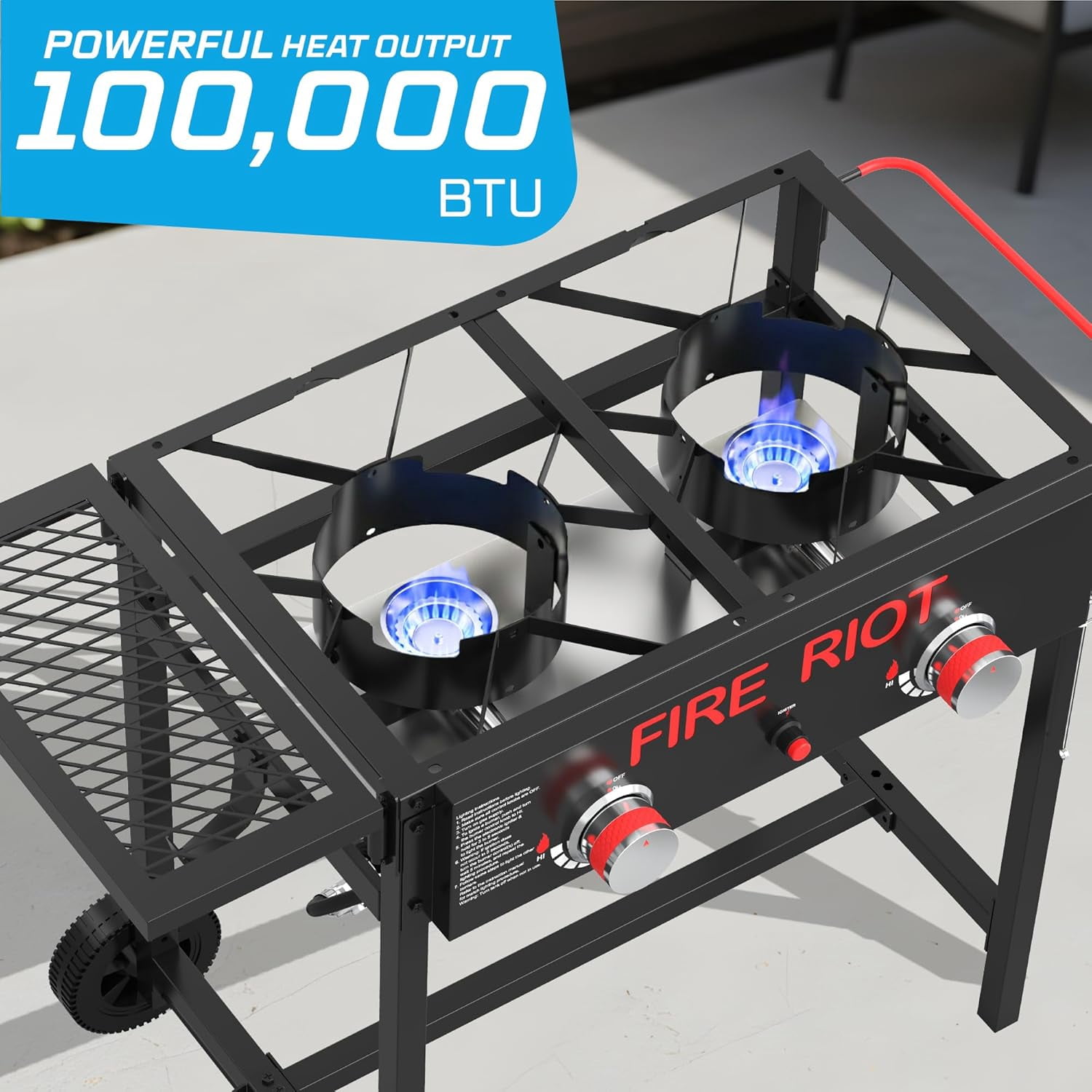 FIRE RIOT Double Burner Outdoor Propane Deep Fryer, Commercial Grade High-Power Cooker with (2) 18 qt Aluminum Pots and Baskets (Black) z7ckb