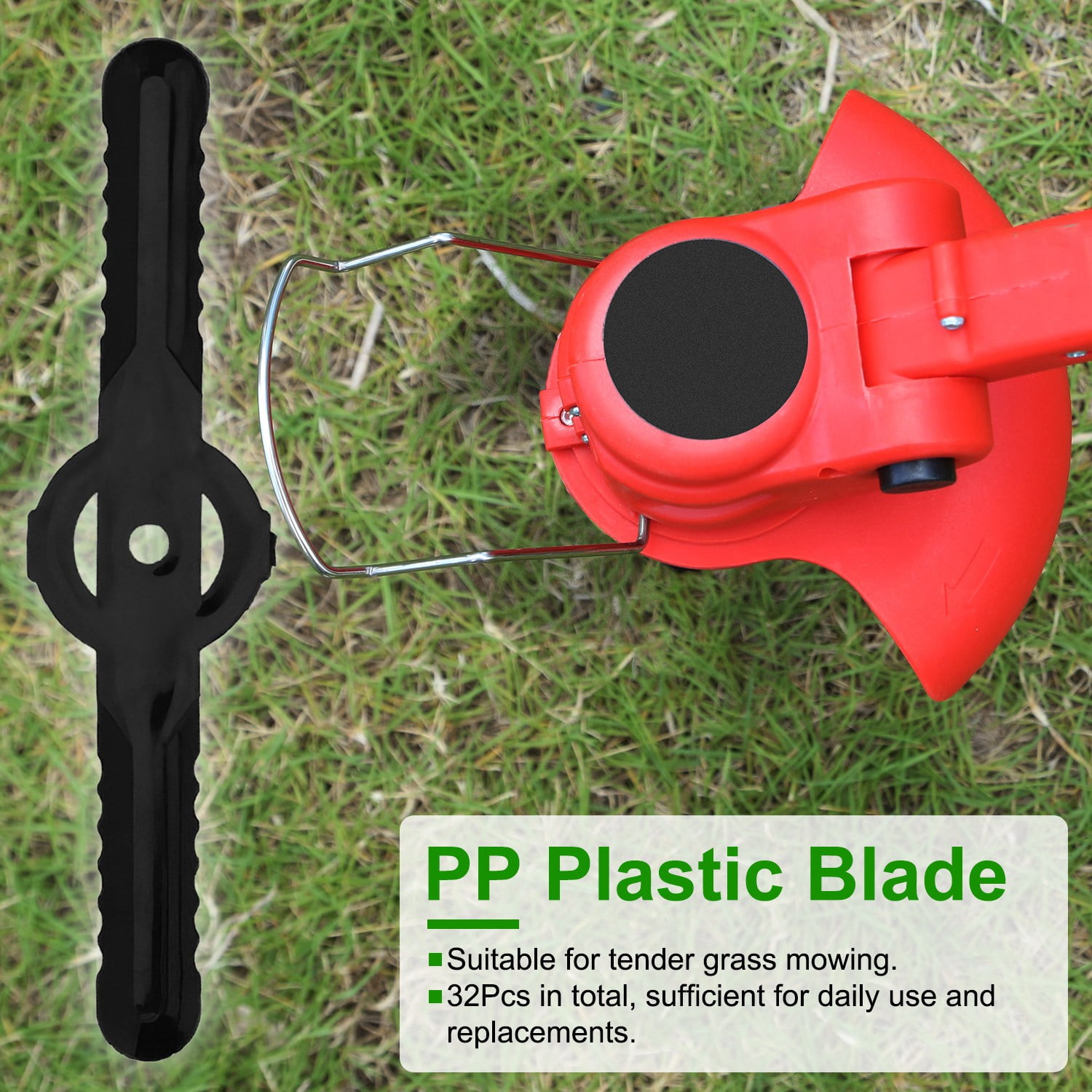 TeqHome Replacement Plastic Blades for Cordless Weed Trimmers (Black, 32-Pack, 5.3 in) p9ixf