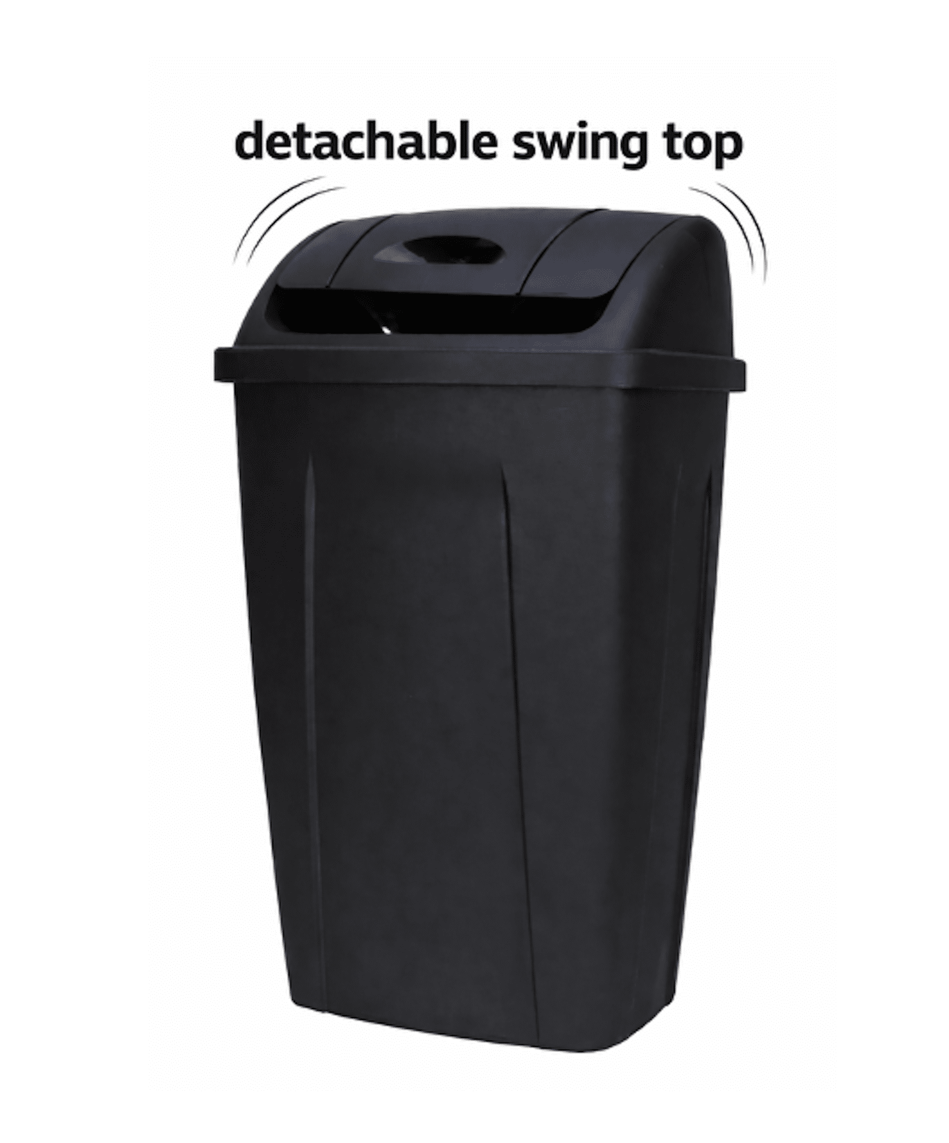 Mainstays Kitchen Trash Bin with Swing Top Lid (Black, 13 Gallon) 9zobs