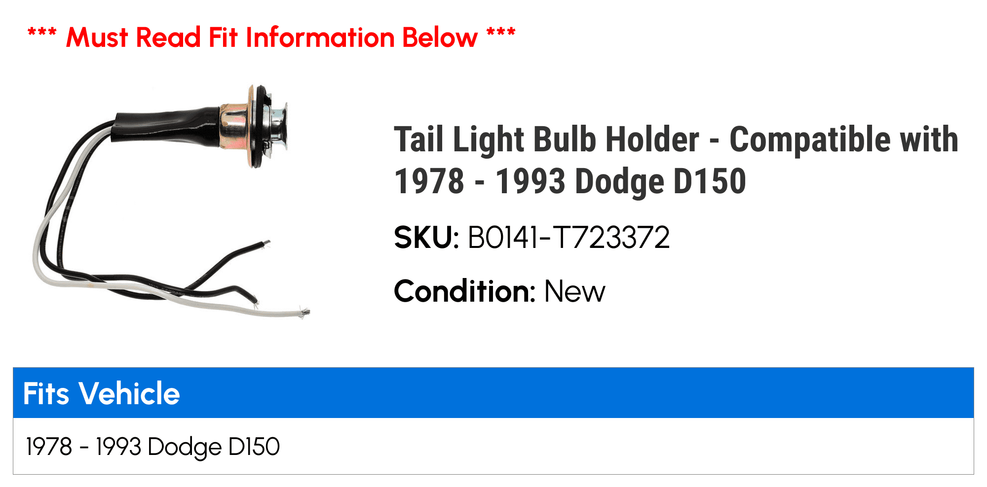 Standard Motor Products Tail Light Bulb Holder (Compatible with 1978-1993 Dodge D150, 1 Pack) bbgsw