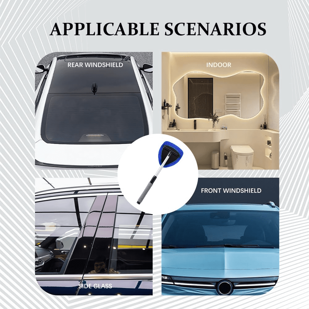 Swartisfad Windshield Cleaner Tool with Extendable Handle and 6 Microfiber Pads (Blue, 1 Kit) rp12i