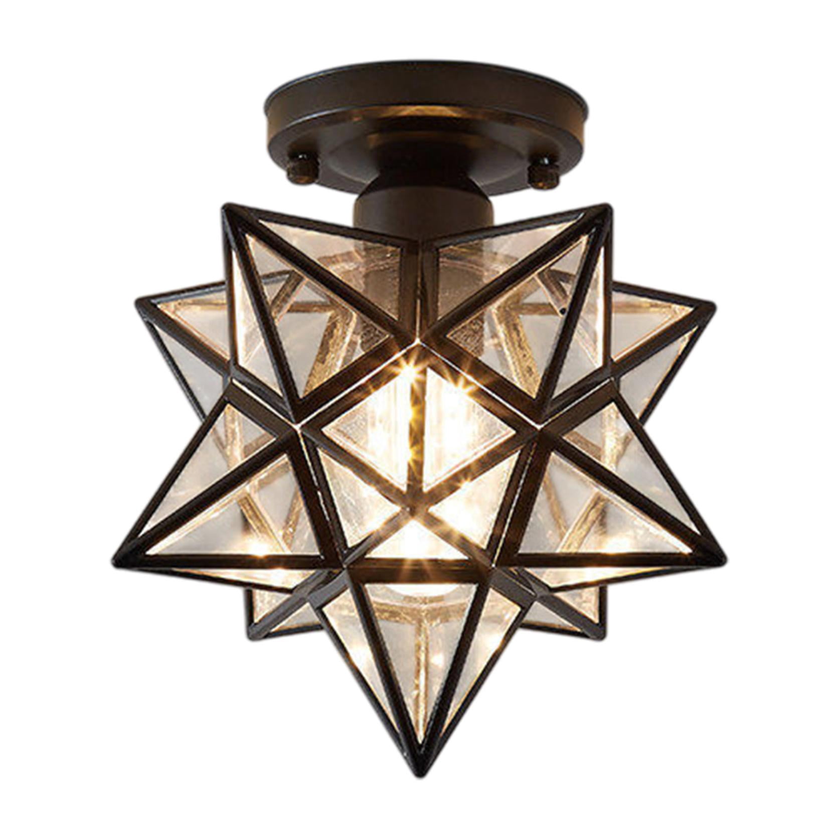 Toycle Moravian Star Flush Mount Ceiling Light, Transitional Brass Fixture with Clear Glass (Black, 12 in) u3c7z