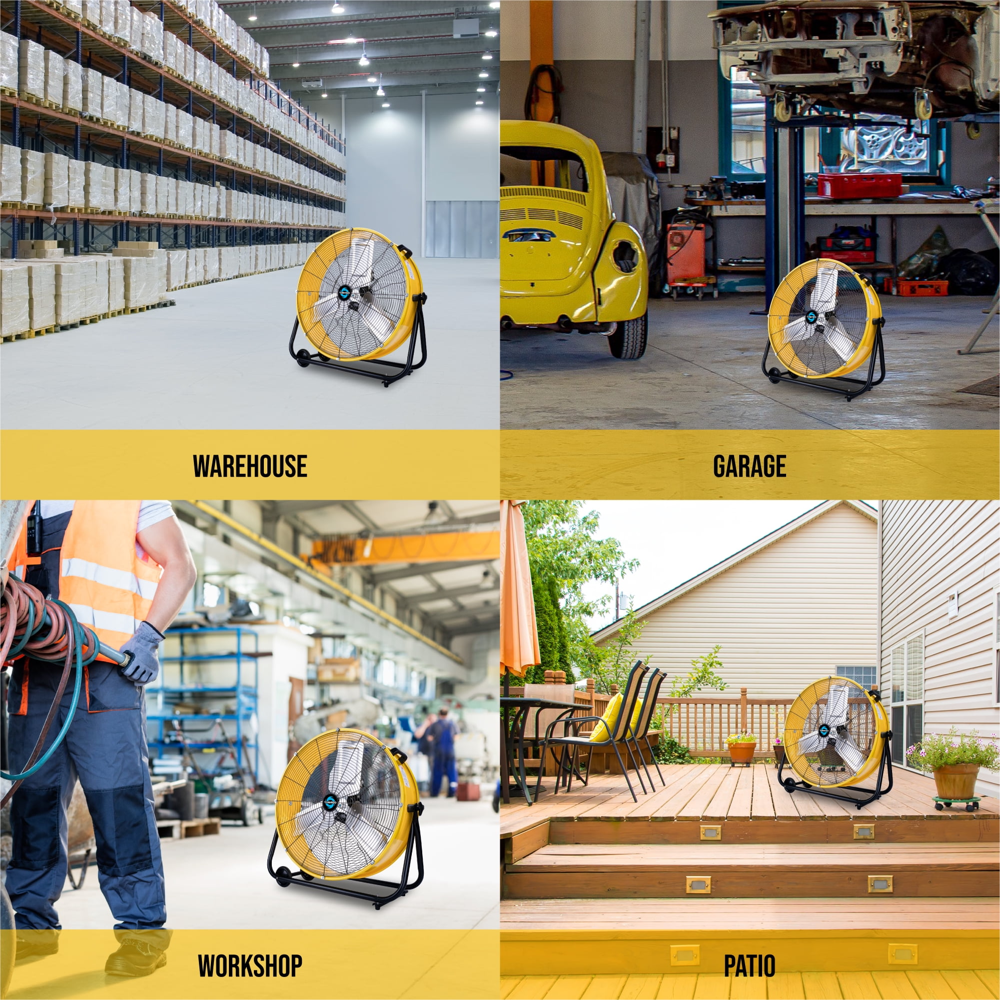 Tornado 24 Inch High Velocity Industrial Drum Fan (Yellow, 24 in) r5eng