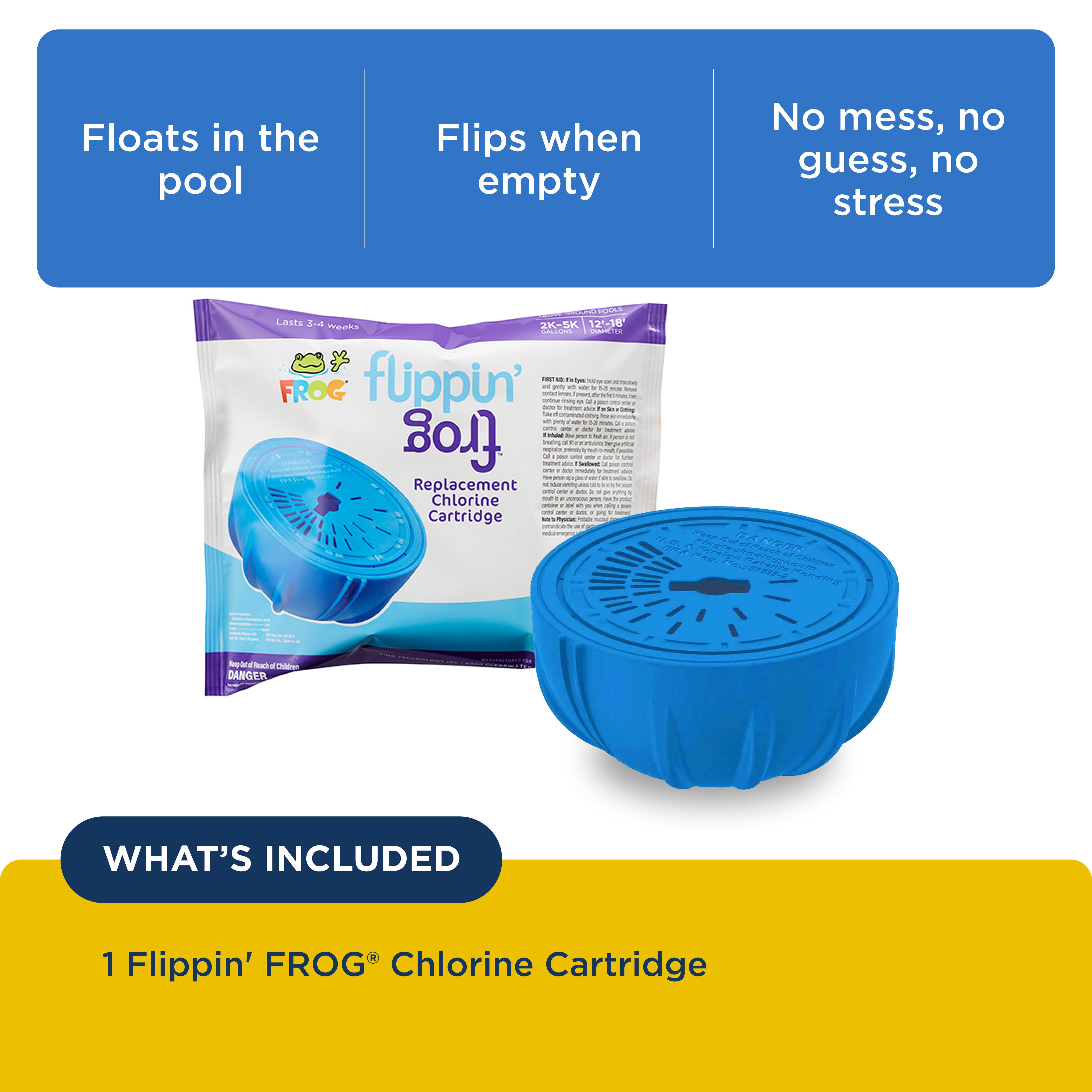 FROG Replacement Chlorine Cartridges for Flippin’ FROG Floating Sanitizer System (1 Pack) vopc0