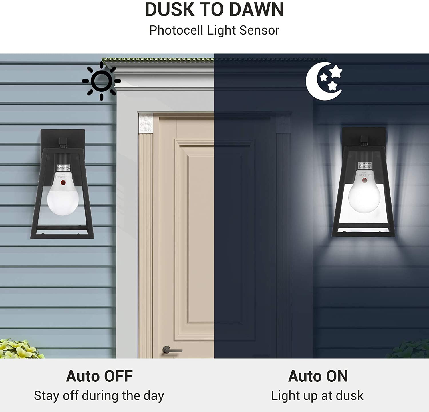 DEWENWILS Dusk to Dawn LED Light Bulbs 5000K Daylight Outdoor Lighting (4-Pack, 9W) lmo28