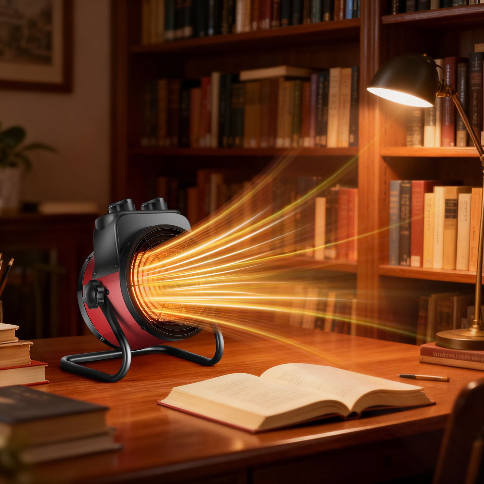 Vhogom 3000W Portable Electric Space Heater, Fast Heating Adjustable Angle Fan for Home Office and Garage (Yellow/Red, 3 lb) mipr8