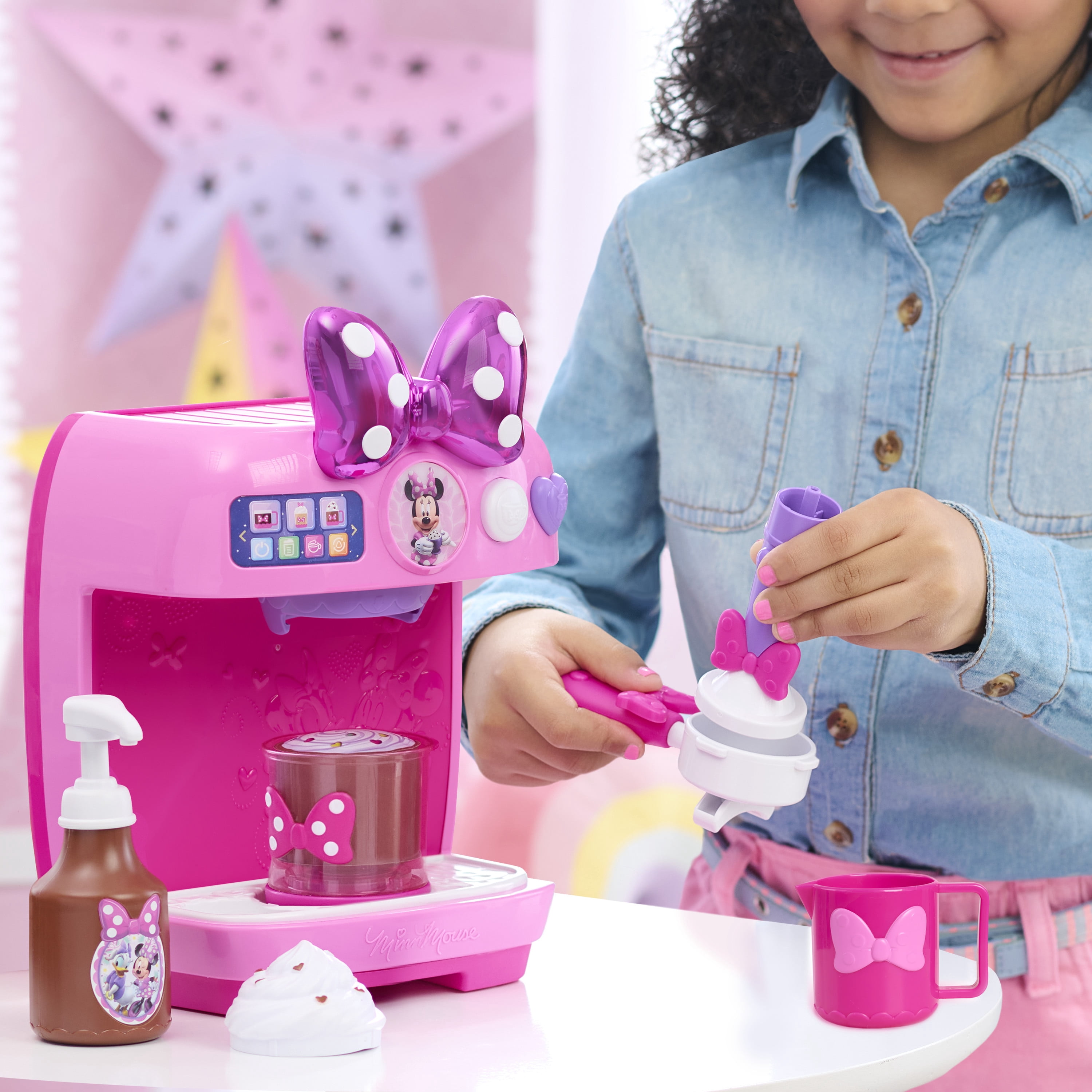 Minnie Mouse Rise & Shine Bowrista Play Espresso Machine Set (Pink, 10 in) molez