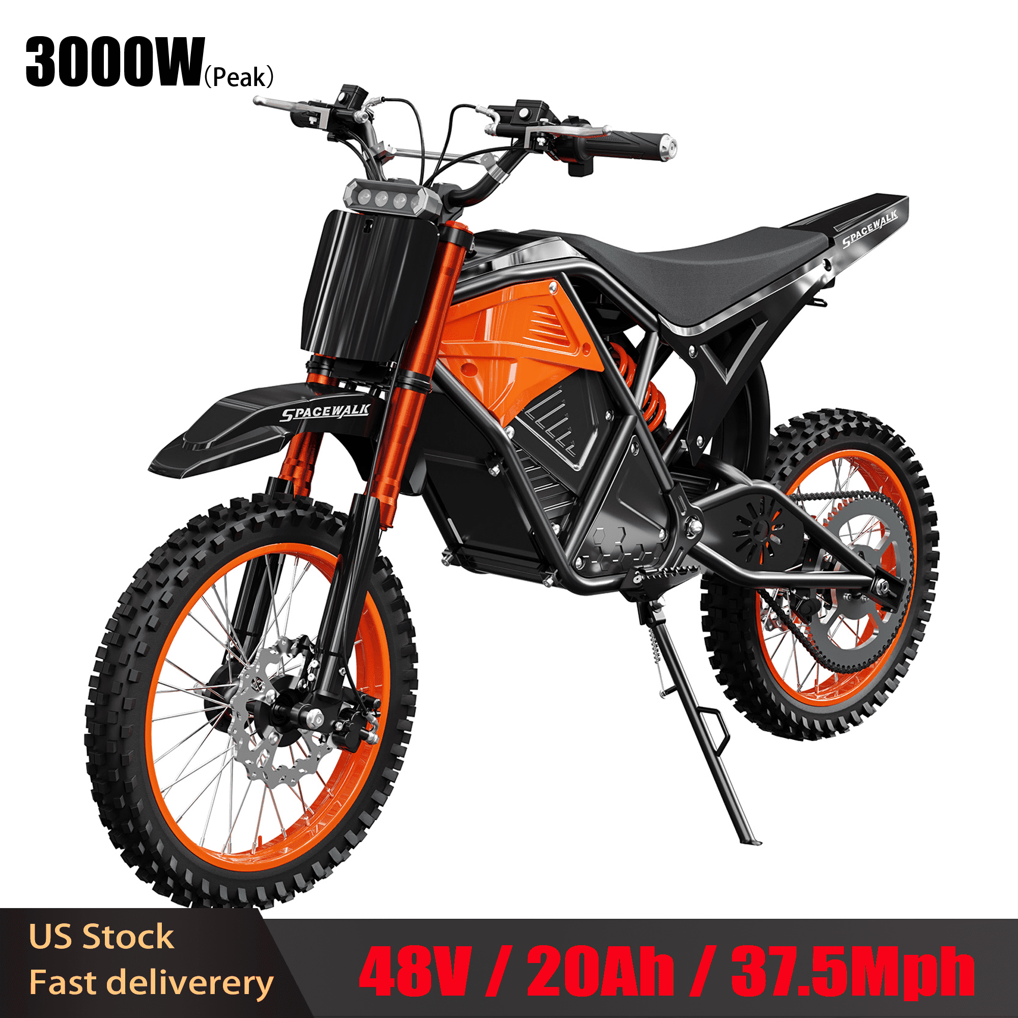 Spacewalk Electric Mountain Bike, 3000W Peak Motor Off-Road E-Bike, Full Suspension, Hydraulic Brakes (14 in Front/12 in Rear Fat Tires) ivpgz