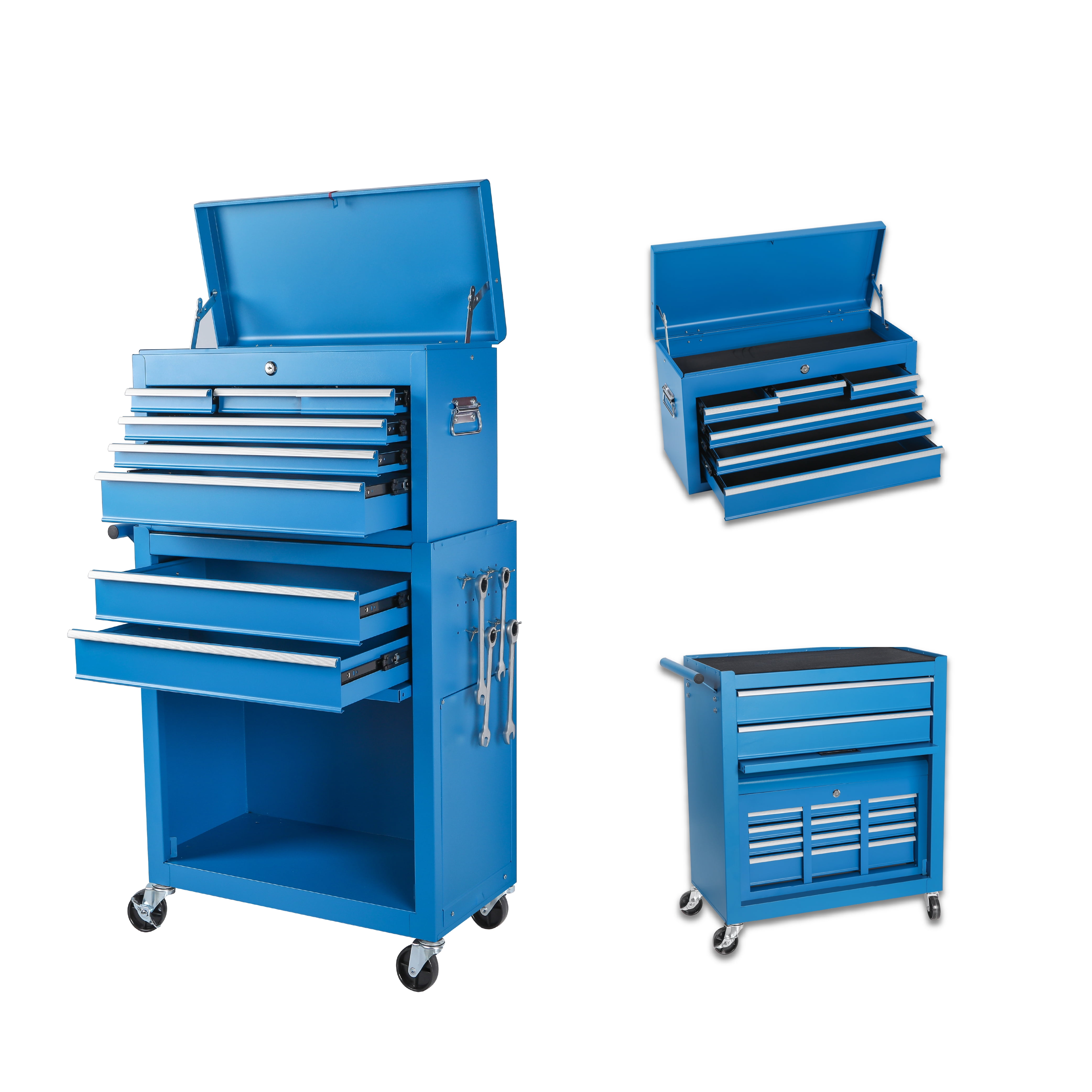 FFZ 8-Drawer Rolling Tool Chest Storage Cabinet (Blue, 24.4 in x 13 in x 42.9 in) 1542r