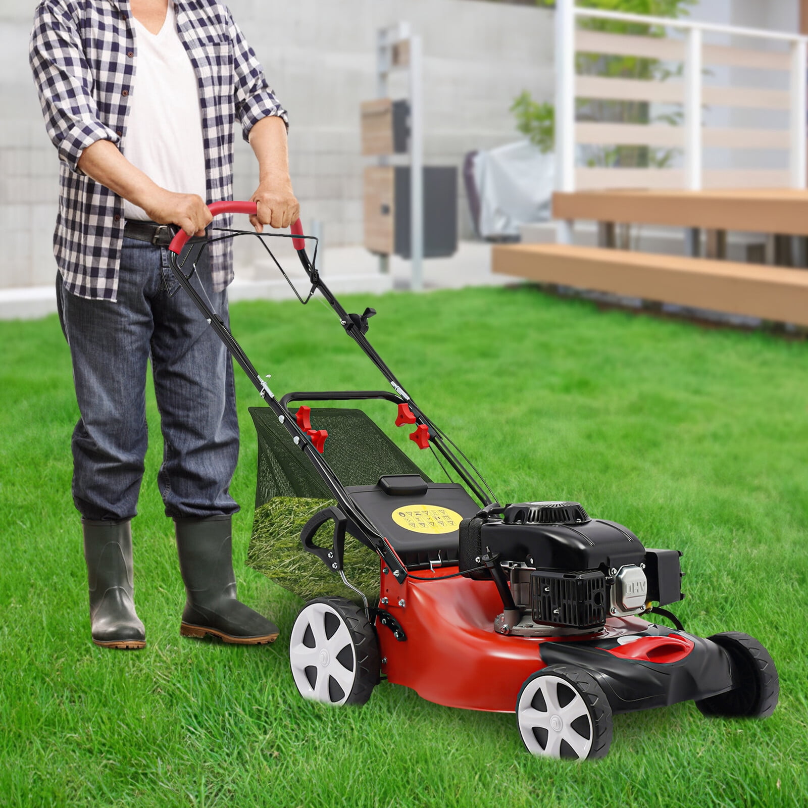YardMaster Self-Propelled Gas Lawn Mower (Red, 20 in) dq641