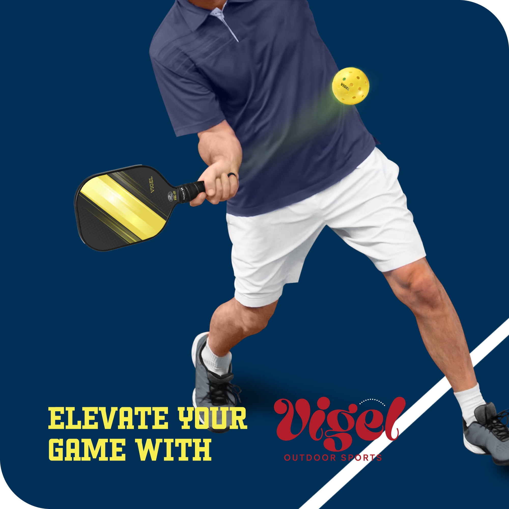 Vigel Pickleball Paddle Set, Professional Fiberglass Rackets with Honeycomb Core (Black, 2-Pack) csnkn - Image 2