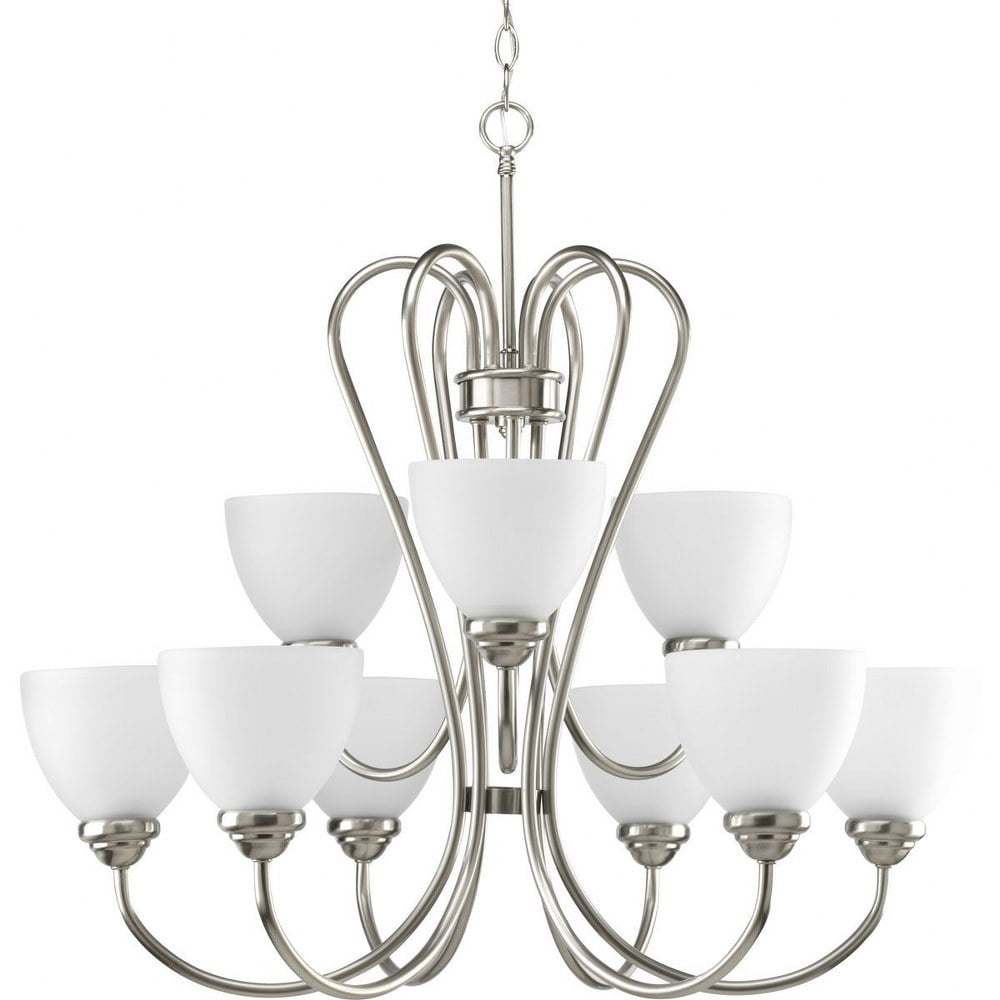 Progress Lighting Heart 9-Light Chandelier Farmhouse Style (Brushed Nickel, 29.81 in W x 27.75 in H) zmnd1