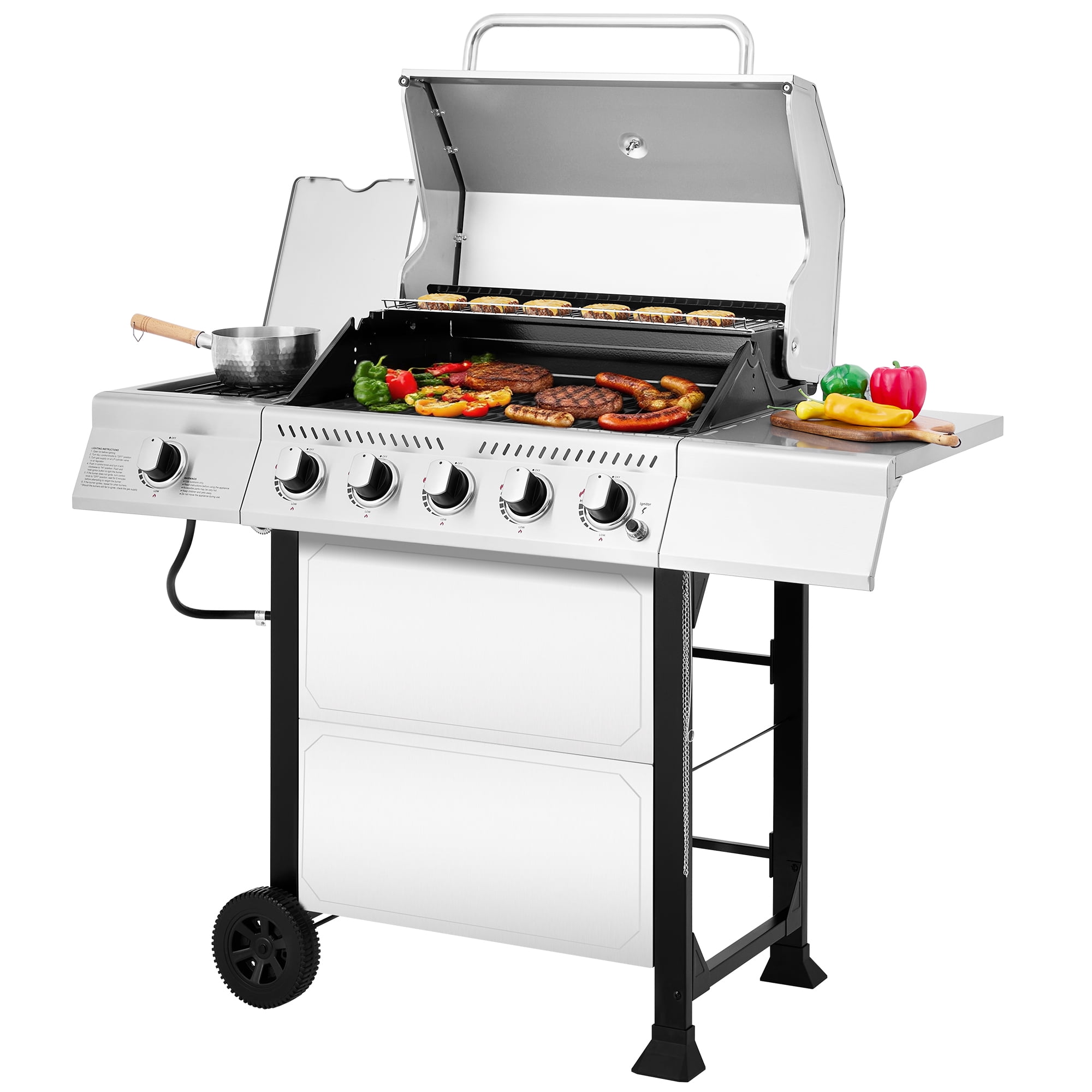 Royal Gourmet GA5401T 5-Burner Liquid Propane Gas Grill with Side Burner (Silver, 632 sq. in.) 8cci9