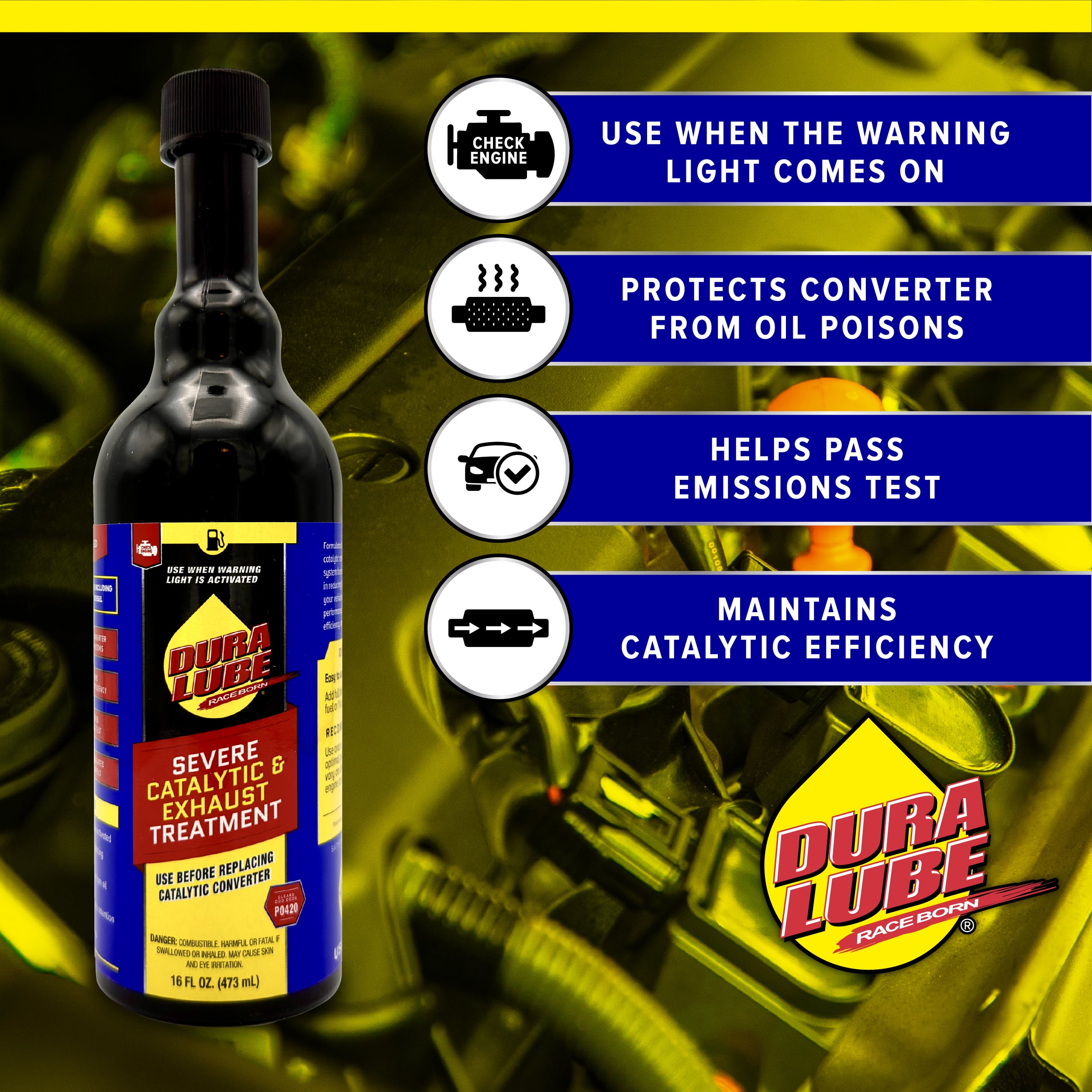 Dura Lube Catalytic & Exhaust System Treatment Emissions Additive Converter Cleaner (16 fl oz) ftgy3