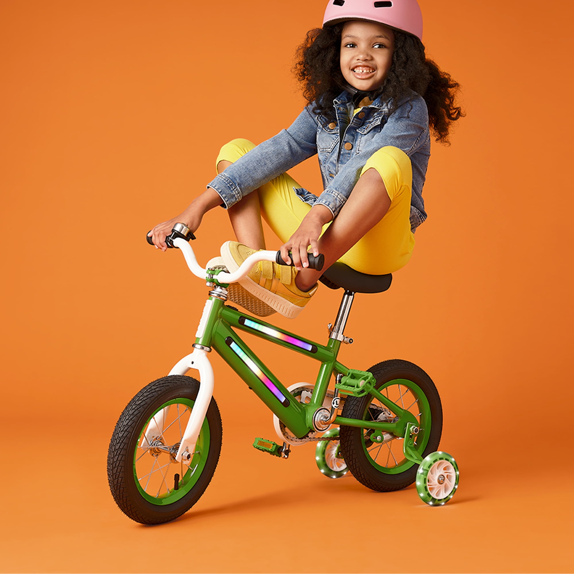 Jetson Light Rider 12 Kids Light-Up Bike with Training Wheels (Green, 12 in) glmw8
