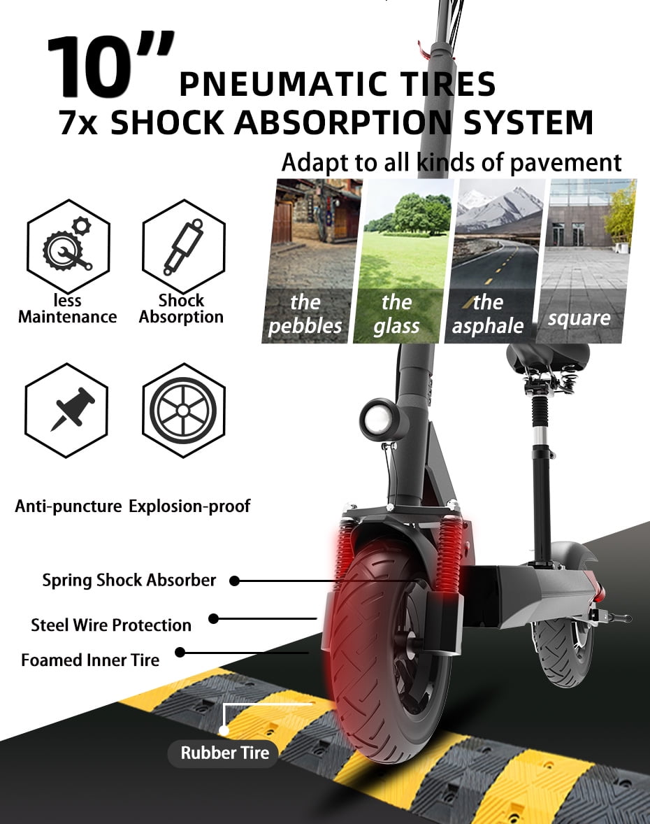 JUEXING Foldable Electric Scooter, 1200W Motor 35 MPH Commuter E-Scooter with Removable Seat (Black, 35 Miles Range) gvbd5