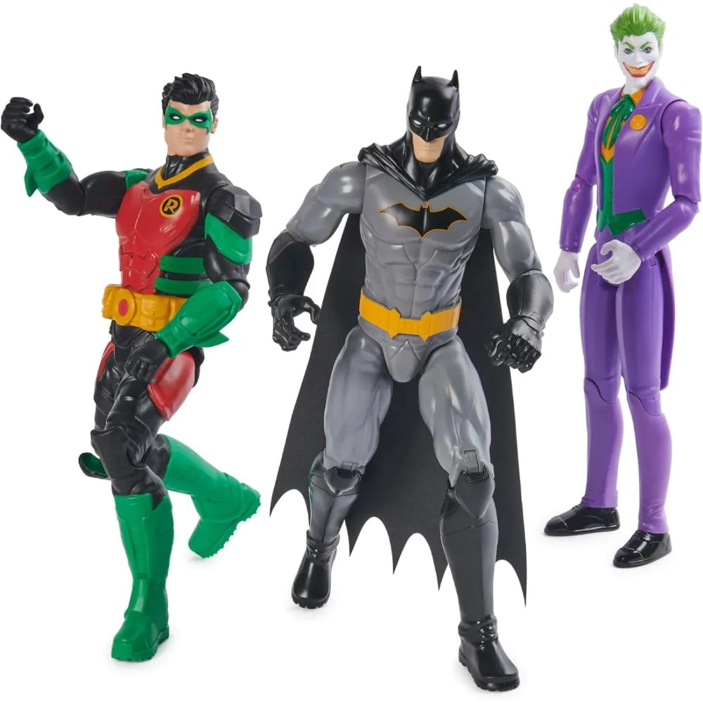 DC Comics Batman, Robin, and The Joker Action Figure Set (12 in, 3-Pack) w8jfw