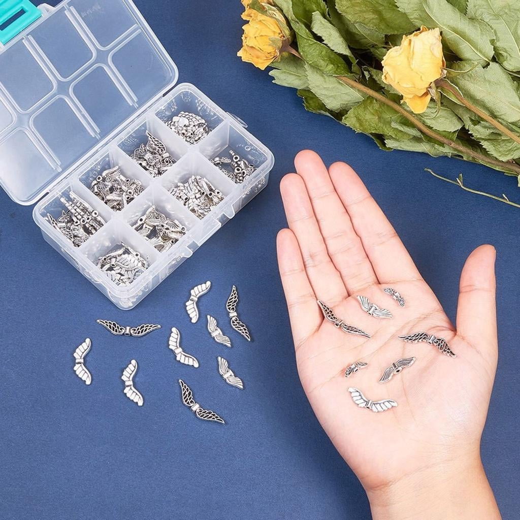 Osdhezcn Angel Wing Beads for Jewelry Making Antique Silver DIY Craft Findings (Silver, 160 Pieces) zuugl