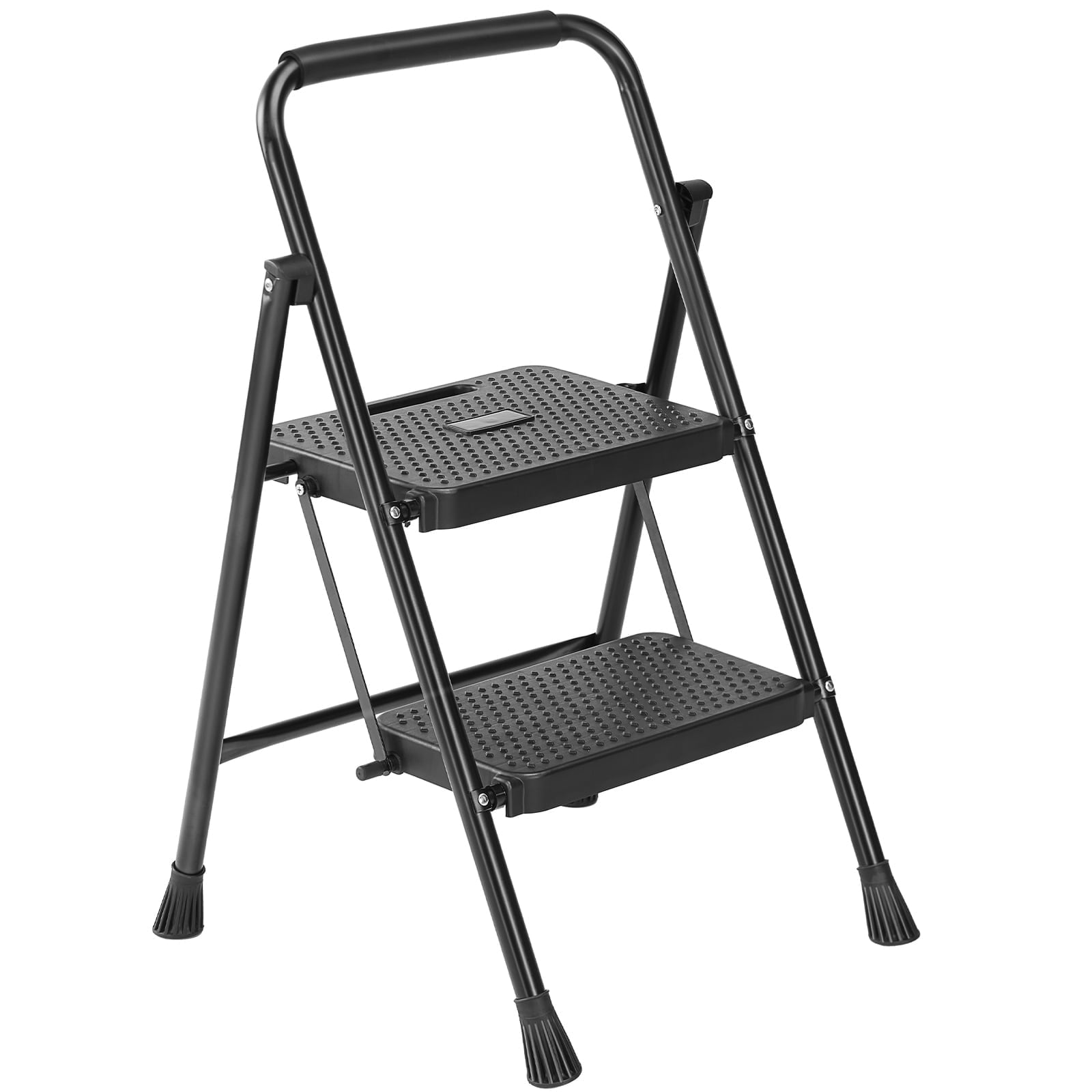 edx 2-Step Folding Ladder, Heavy-Duty Portable Step Stool with Anti-Slip Pedals (Black, 800 lb Capacity) 77dk3