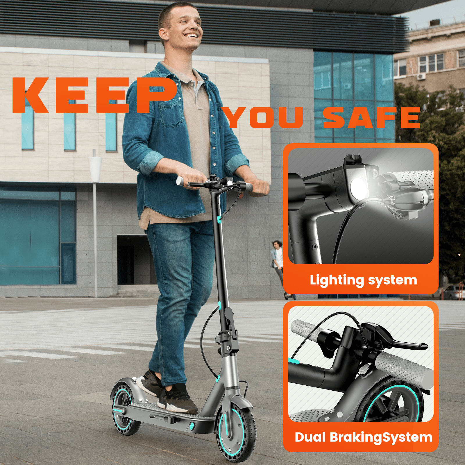DIERTTIER Electric Scooter for Adults, Portable Foldable Commuter E-Scooter with 350W Motor, 19MPH Max Speed, 16-Mile Range (Blue, 8.5 in Tires) 20ibk