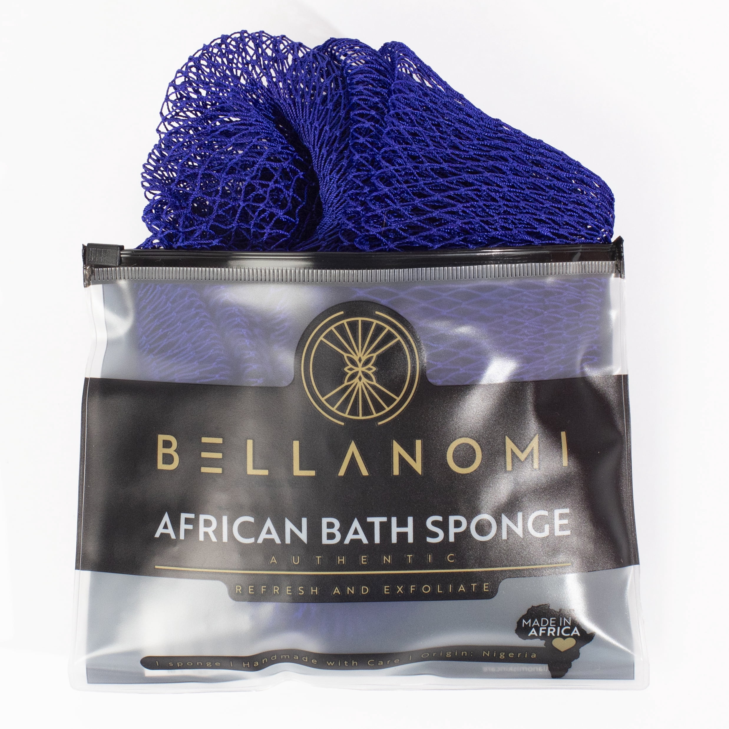 Bellanomi African Net Sponge, Authentic Sapo Exfoliating Back Scrubber for Deep Cleaning and Skin Renewal (Blue, 45 in) 7aaq9