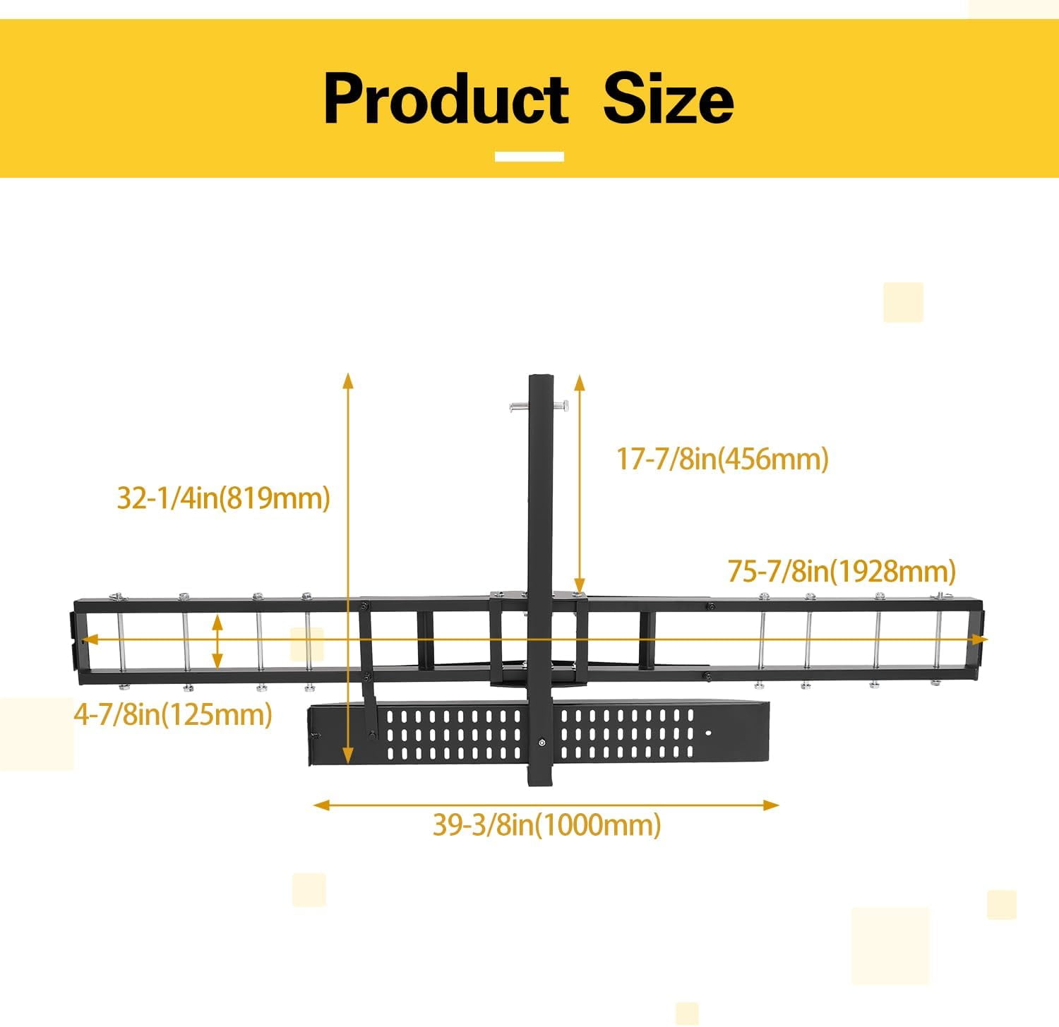 Kojem Motorcycle Dirt Bike Hitch Carrier Rack with Loading Ramp (Black, 500 lb Capacity) zb8pp
