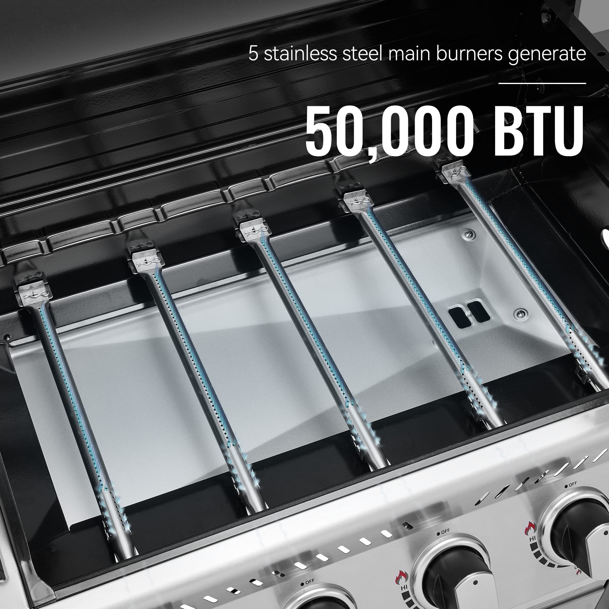 Royal Gourmet GA5401T 5-Burner Liquid Propane Gas Grill with Side Burner (Silver, 632 sq. in.) 8cci9