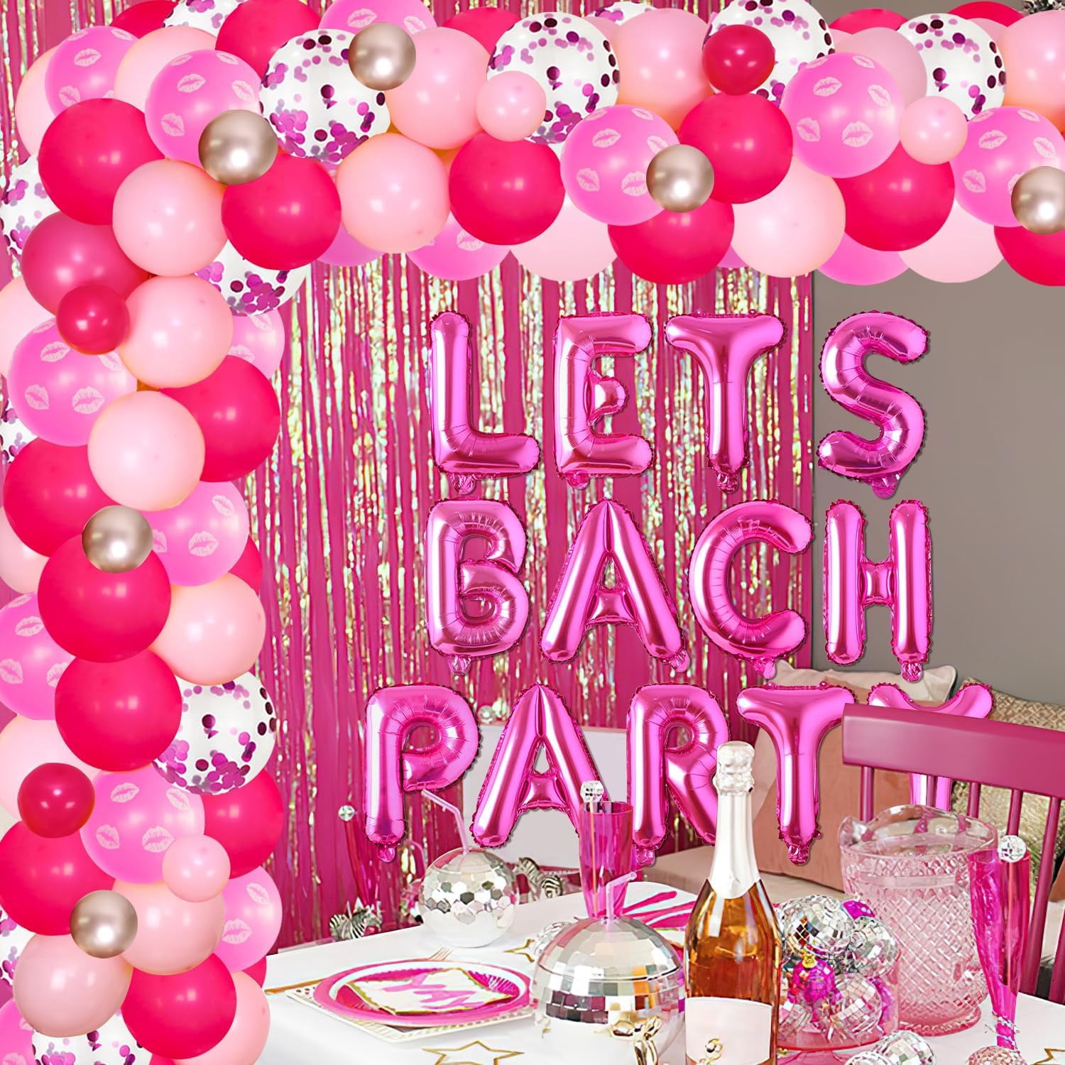 Merrystorm Bachelorette Party Balloon Garland Arch Kit (Rose Red and Pink, 85 Piece Set) me996