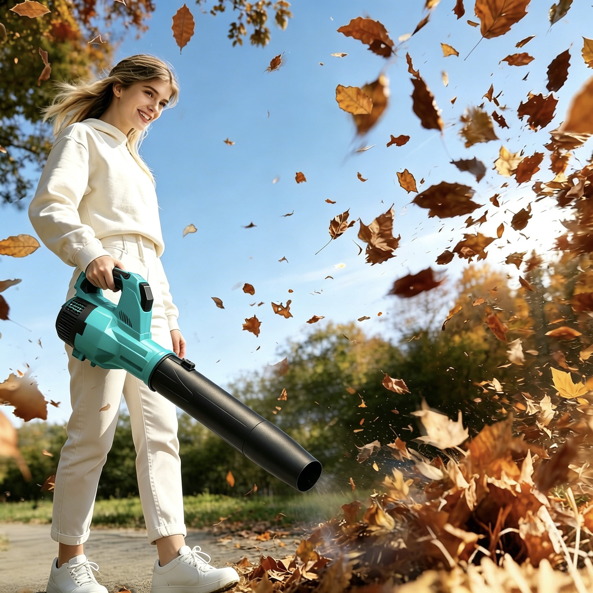 LNOW Cordless Leaf Blower, 6-Speed Electric Power Sweeper for Yard and Garage (680 CFM, 150 MPH, 2 Batteries, 5.73 lb) lptib