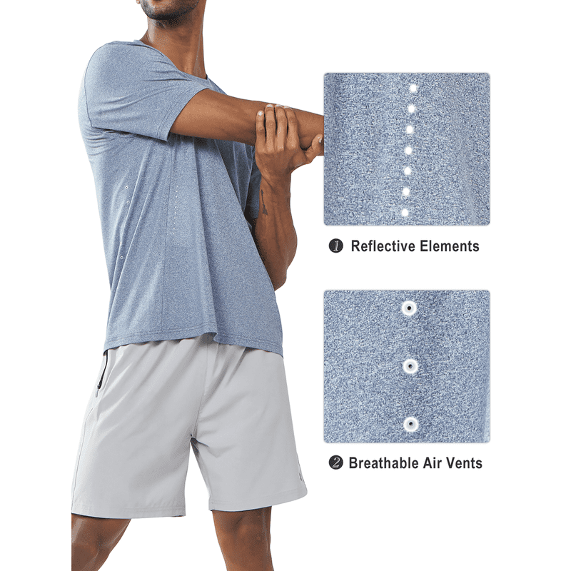 NORTHYARD Men's Athletic Workout T-Shirt Moisture-Wicking Short Sleeve Running Gym Top (Blue Heather, M) w77fd